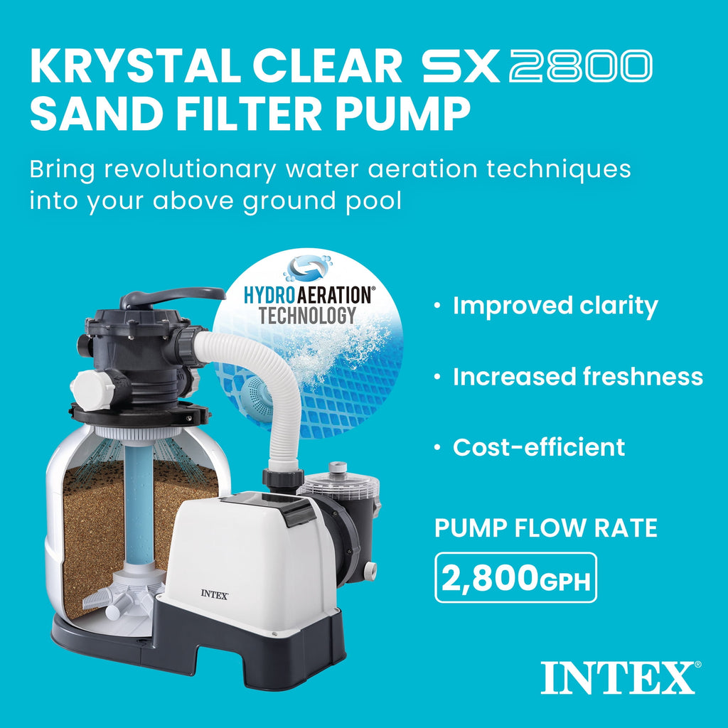 Intex10 inch Krystal Clear Sand Filter Pool Pump, 1500 Gph Motor 1200 GPH System Flow Rate with GFCI, 110-120 V