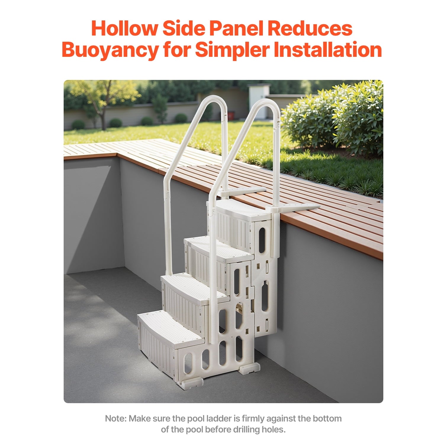 KFFKFF 4-Step Above Ground Pool Ladder, Anti-Slip Pool Steps with Dual Handrails, Supports 400 lbs, Fits 48-54 Inground & Above-Ground Pools, Creamy White
