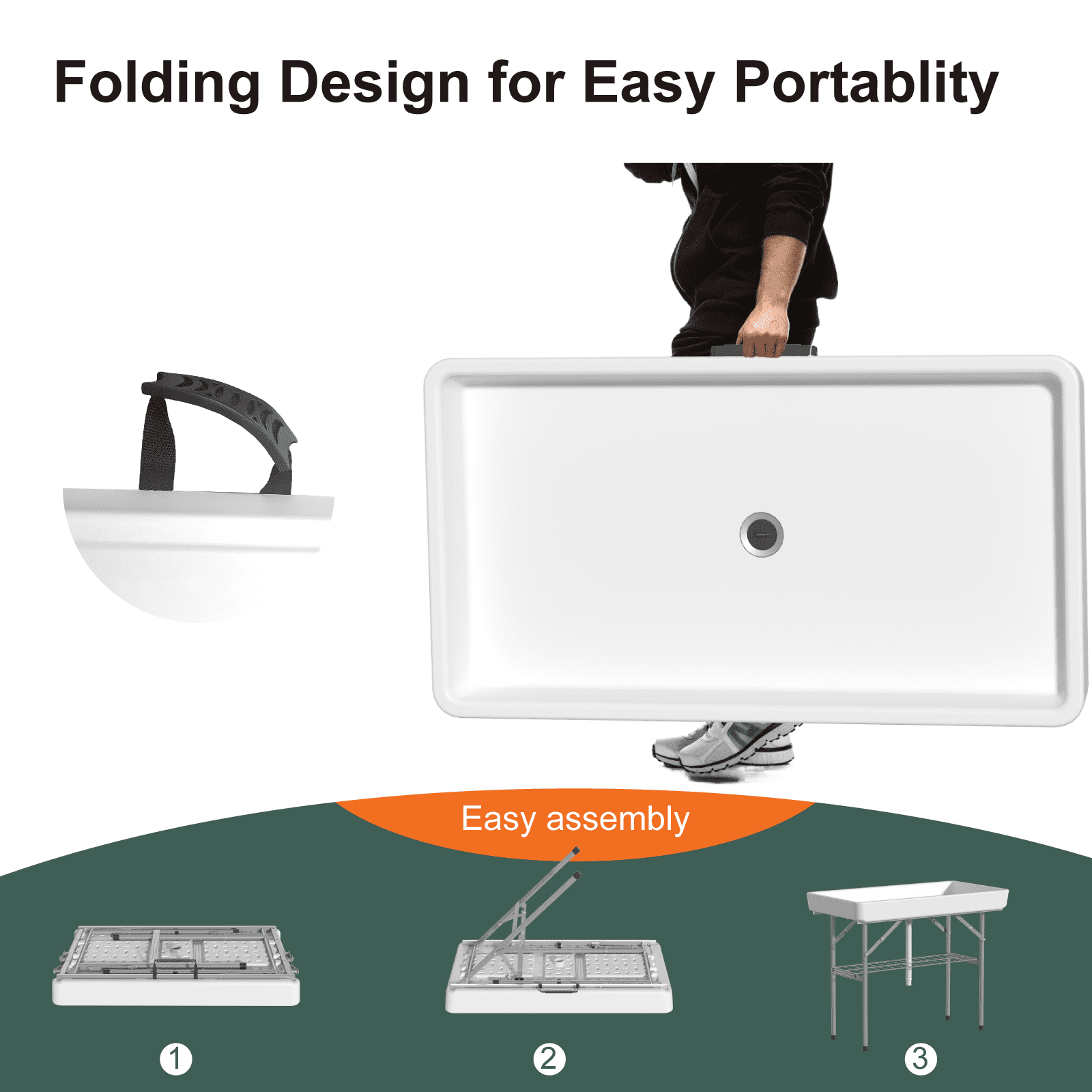 EVOKEDEN 42.5 Fish Cleaning Table w/ Sink, Folding Camping Table & Fish Cleaning Station w/ Measure Mark