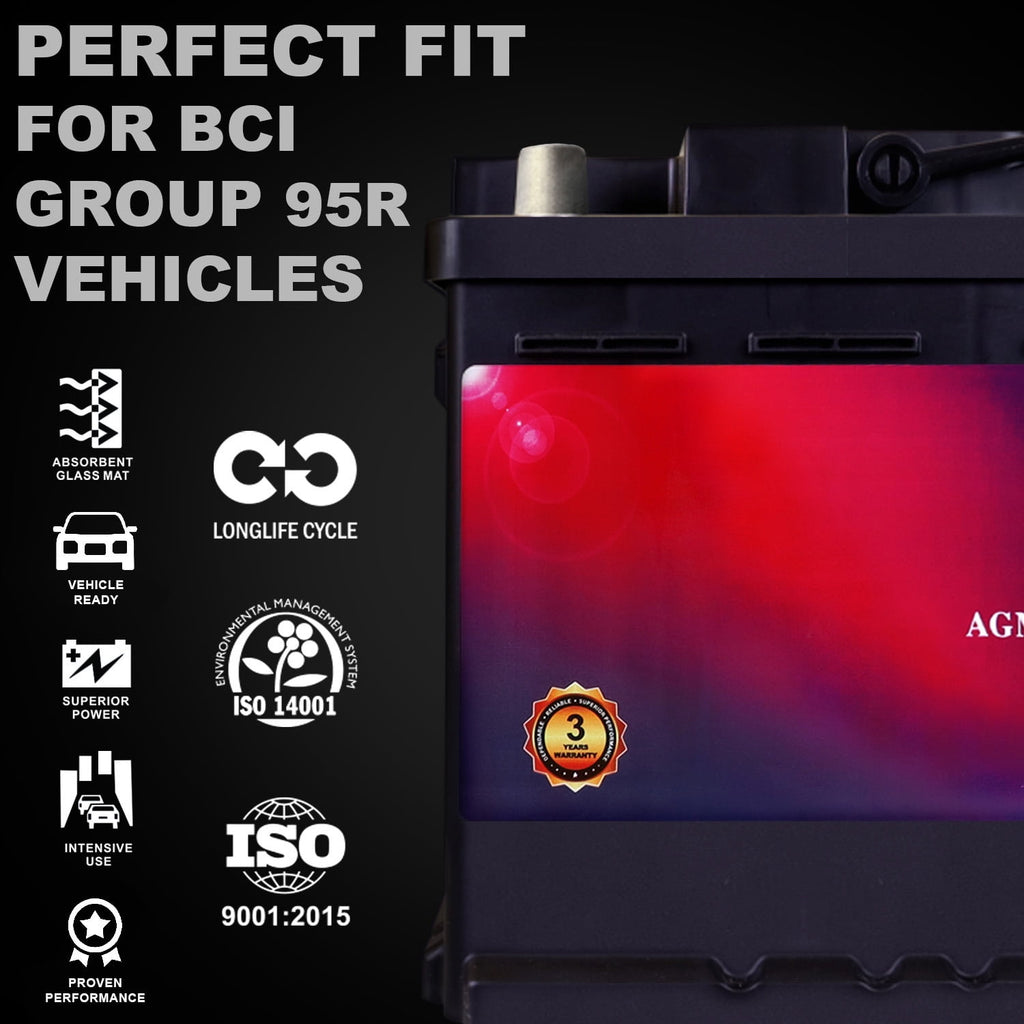 MM-H5 Start and Stop Car BCI Group Size 47 12V 60 AH, 100RC, 680 CCA Rechargeable AGM Car Battery