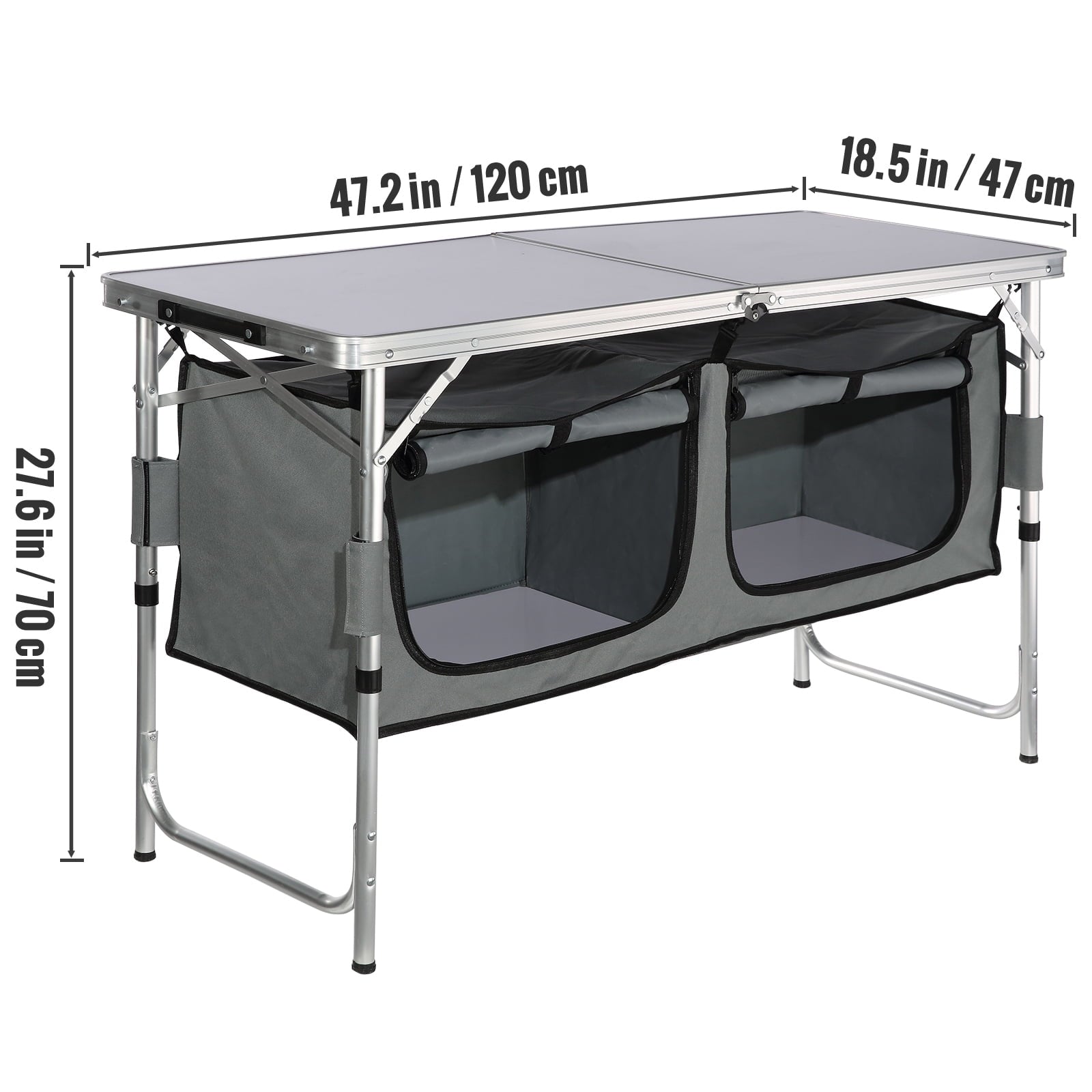 KFFKFF Portable Folding Cook Station Tables, Black