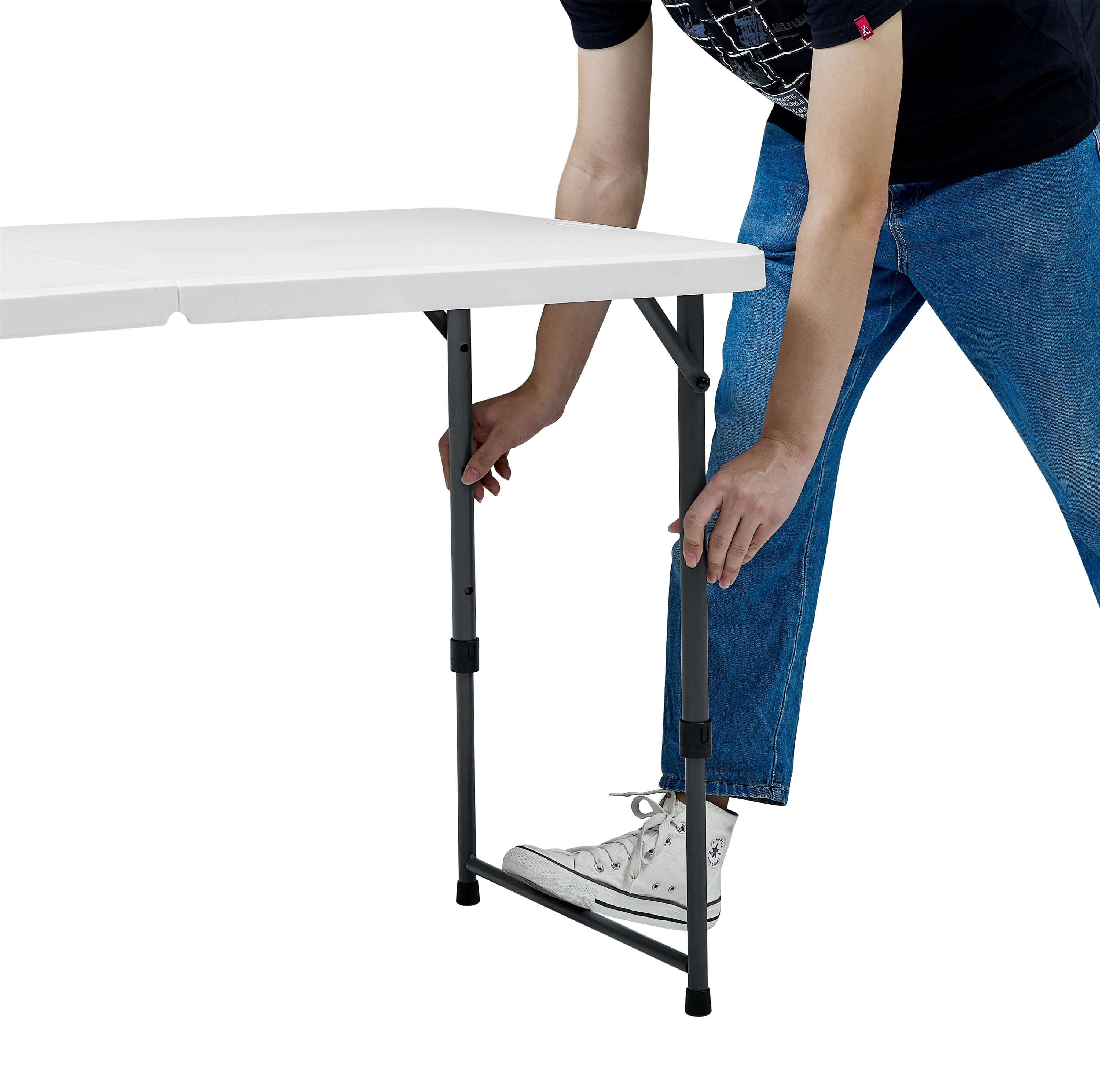 Mainstays 4' Adjustable Height Centerfold Folding Table, White
