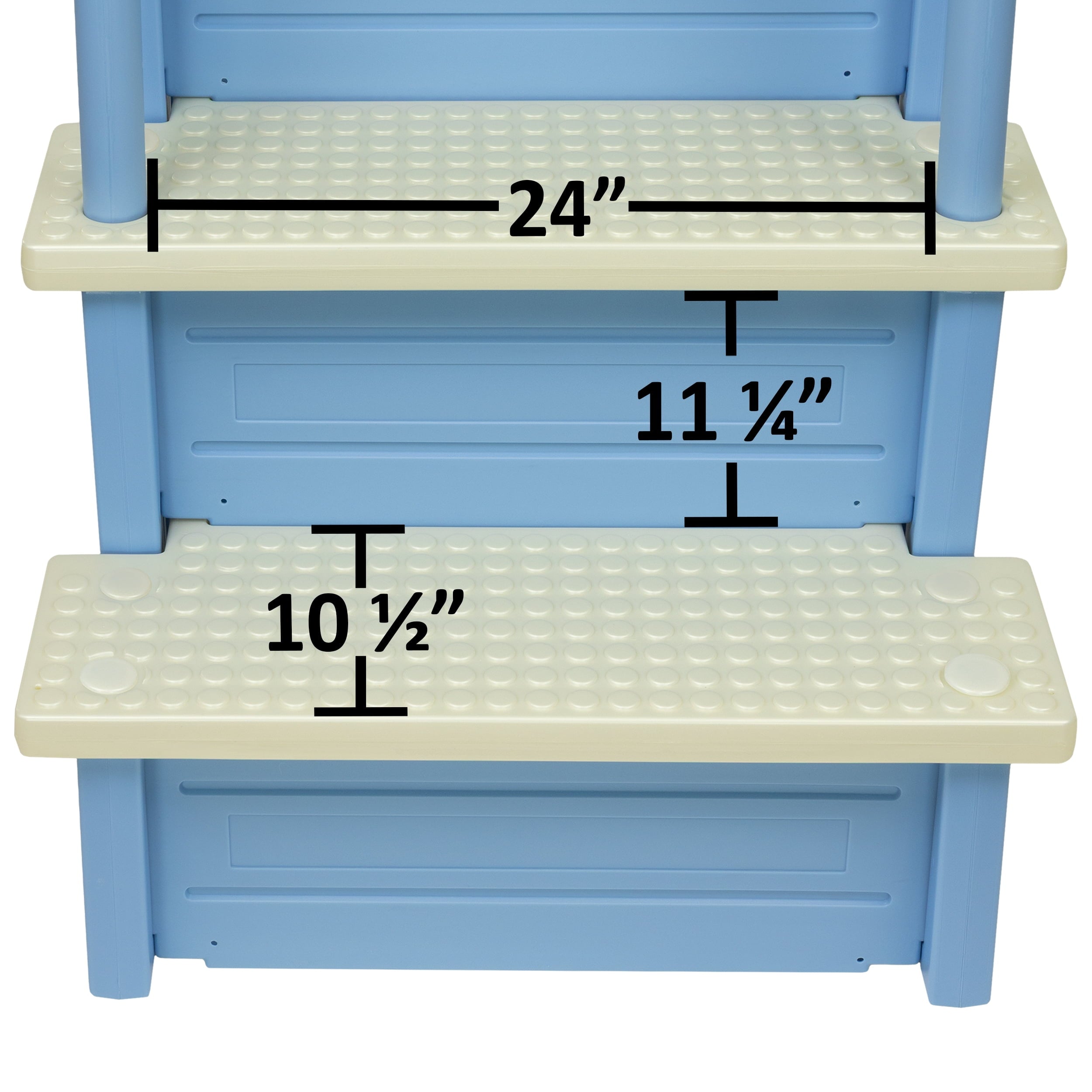 Aqua Select White Anti-Slip Pool Steps with White Steps and White Outside Flip-up Safety Ladder, 48-54H