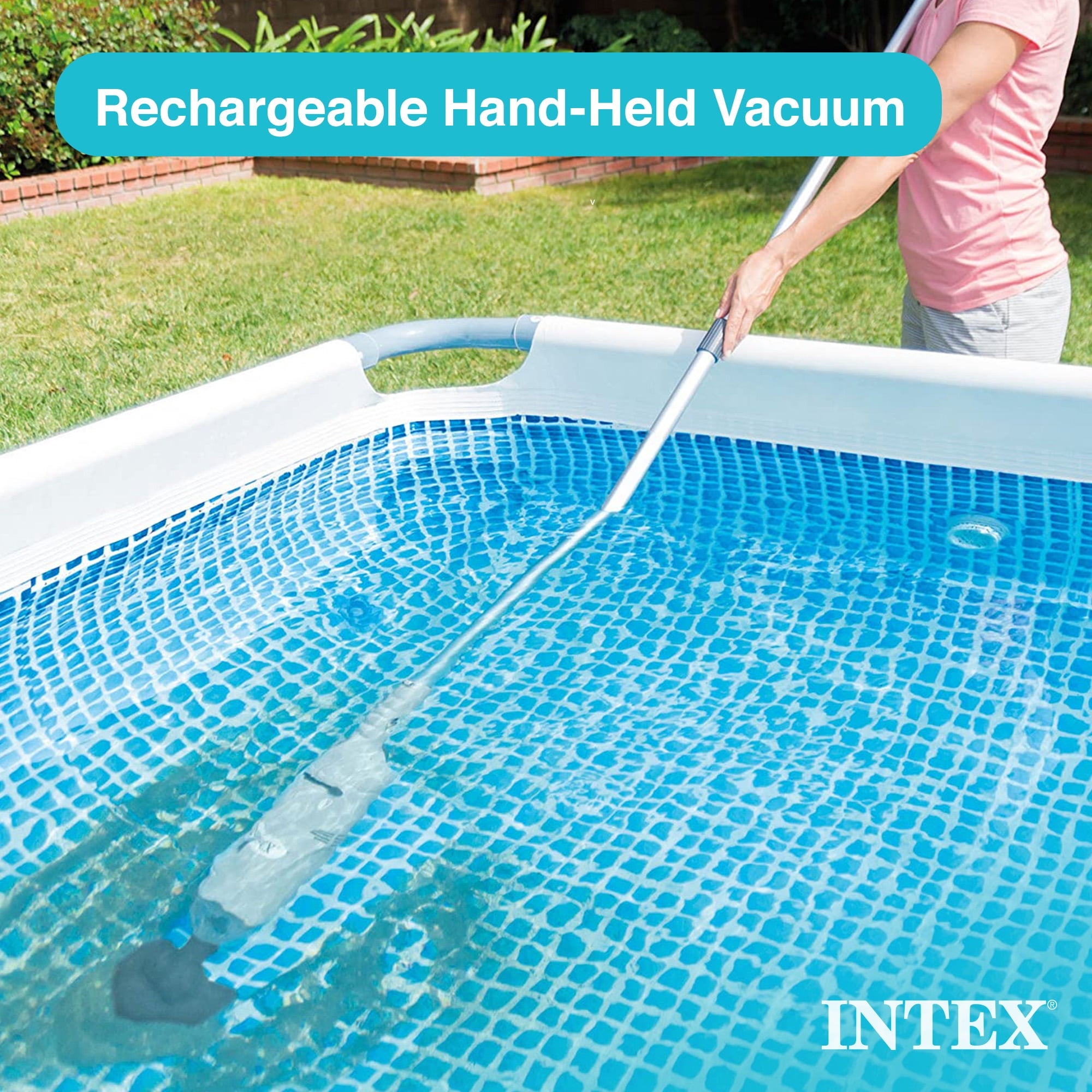 Intex Rechargeable Handheld Above Ground Pool Vacuum with 2 Brush Heads