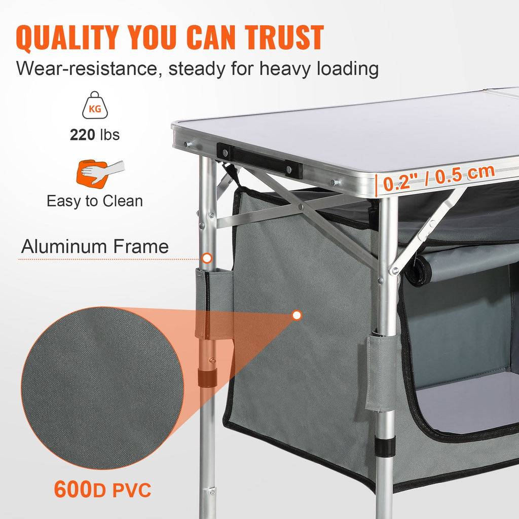 KFFKFF Portable Folding Cook Station Tables, Black