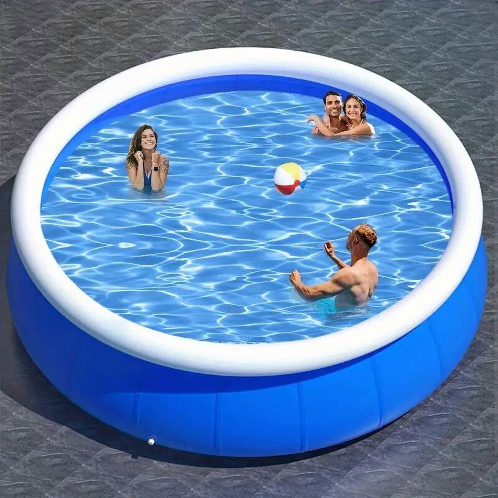 144 Blue Butterfly Inflatable Swimming Pool - Large Outdoor Coil Mesh Pool (144L X 144W X 30H)