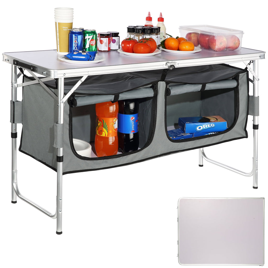 KFFKFF Portable Folding Cook Station Tables, Black