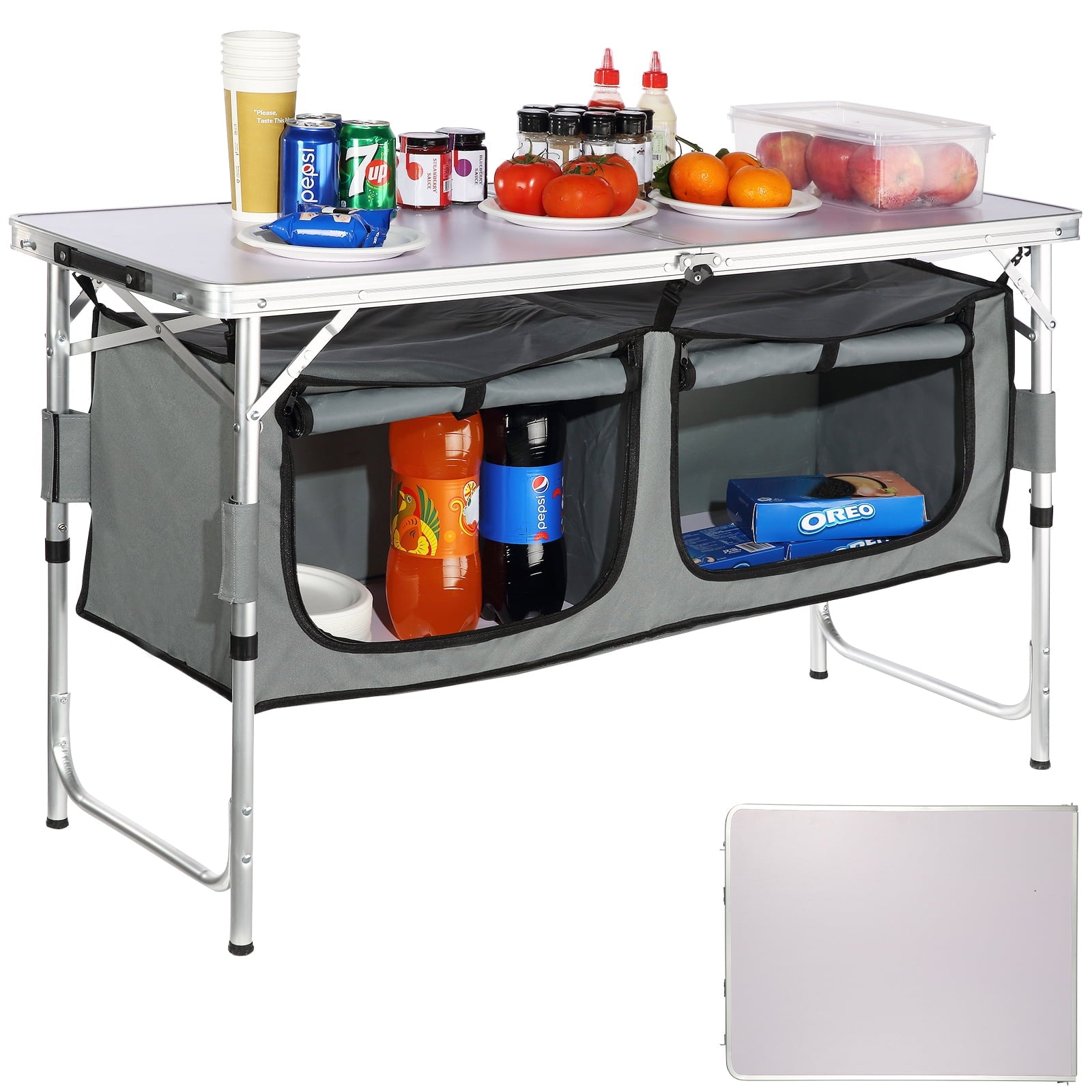 KFFKFF Portable Folding Cook Station Tables, Black