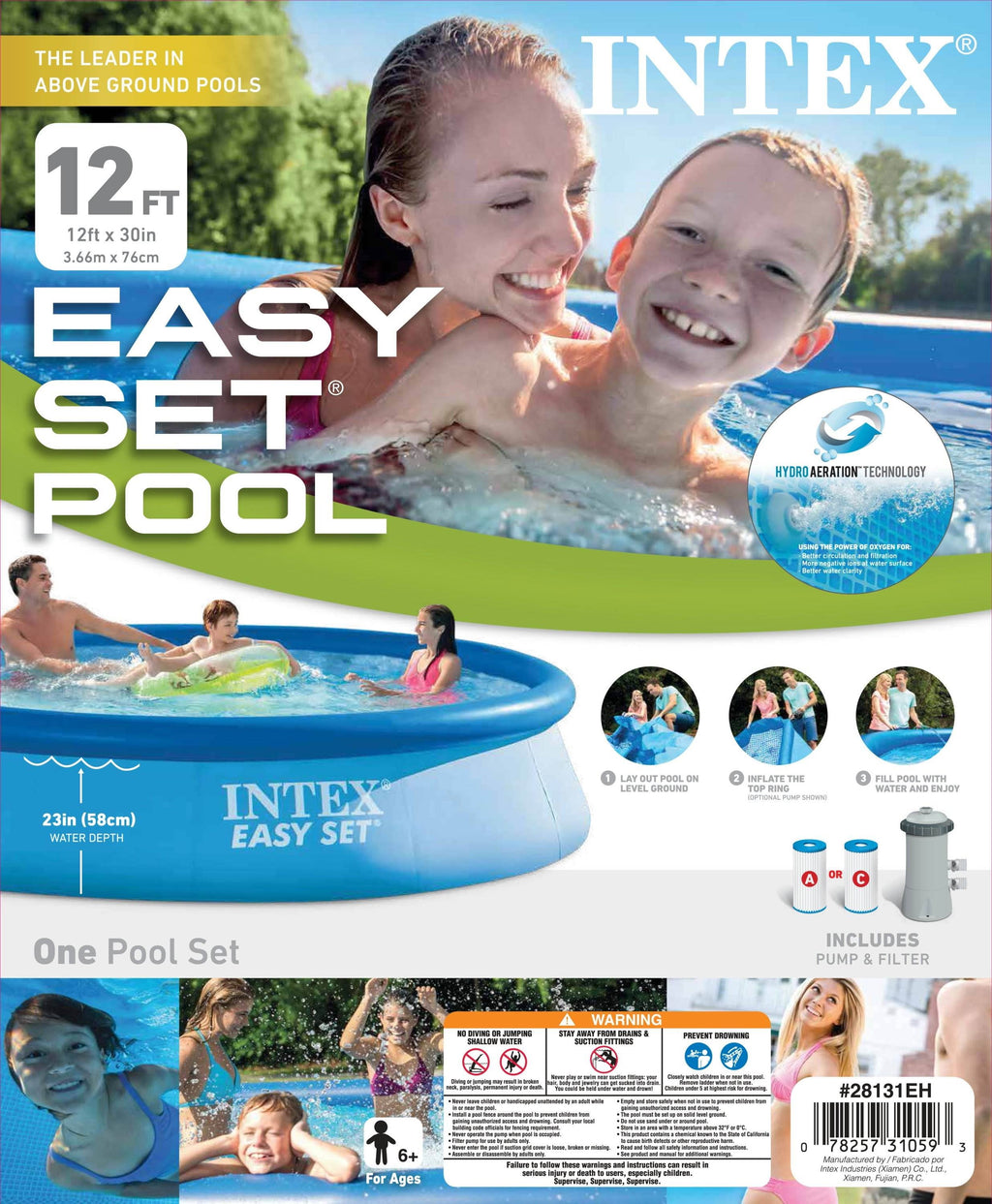 Intex 12' x 30 Easy Set Above Ground Swimming Pool & Filter Pump | 28131EH