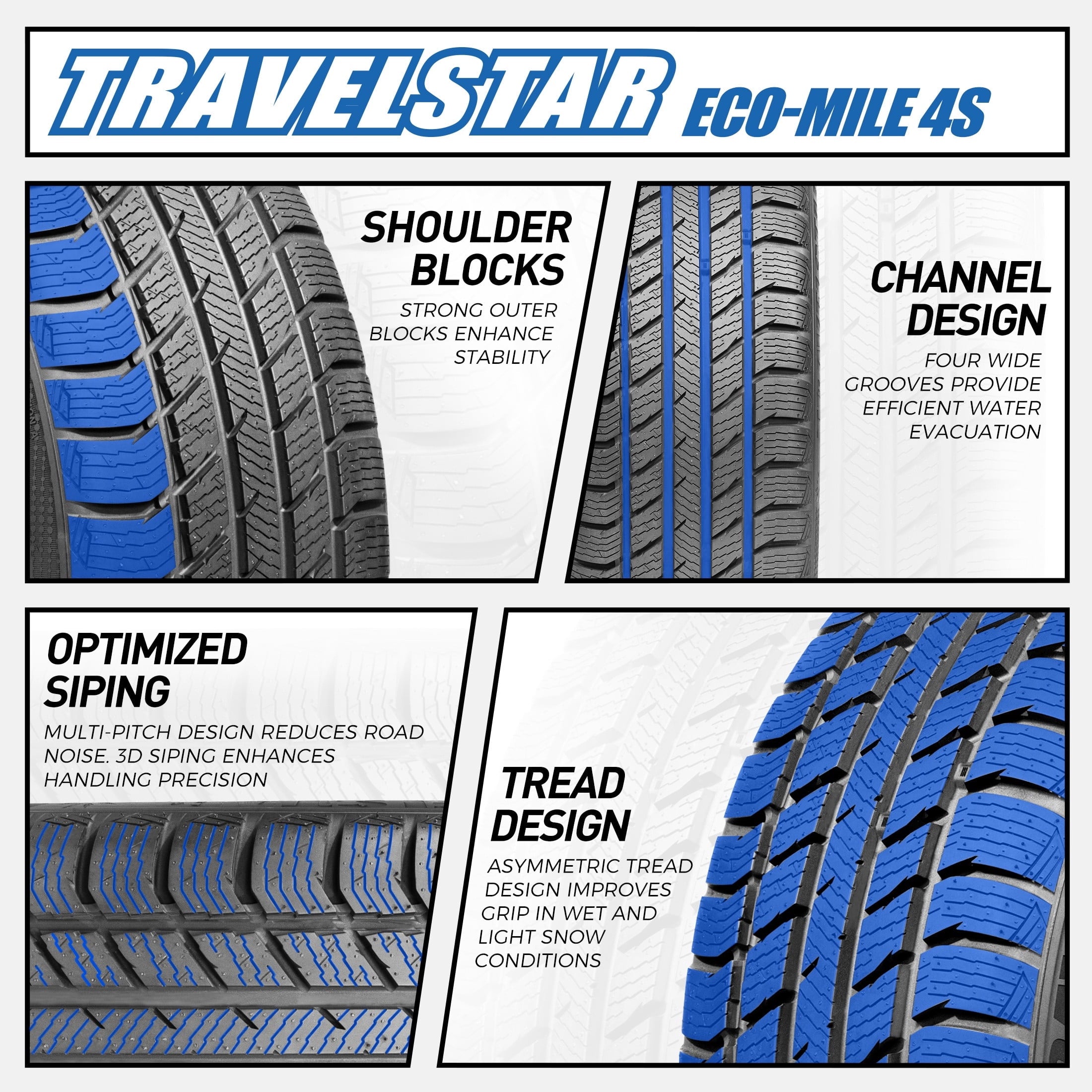 Travelstar ECO-MILE 4S All Weather 205/60R16 92H Passenger Tires 205/60/16 (Tire Only)