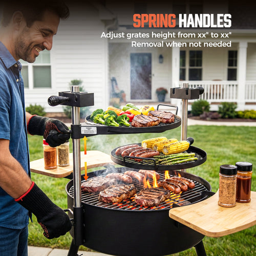 BIG HORN OUTDOORS Portable Santa Maria Style Charcoal Grill, Multifunctional BBQ Grill for Backyard Patio Garden