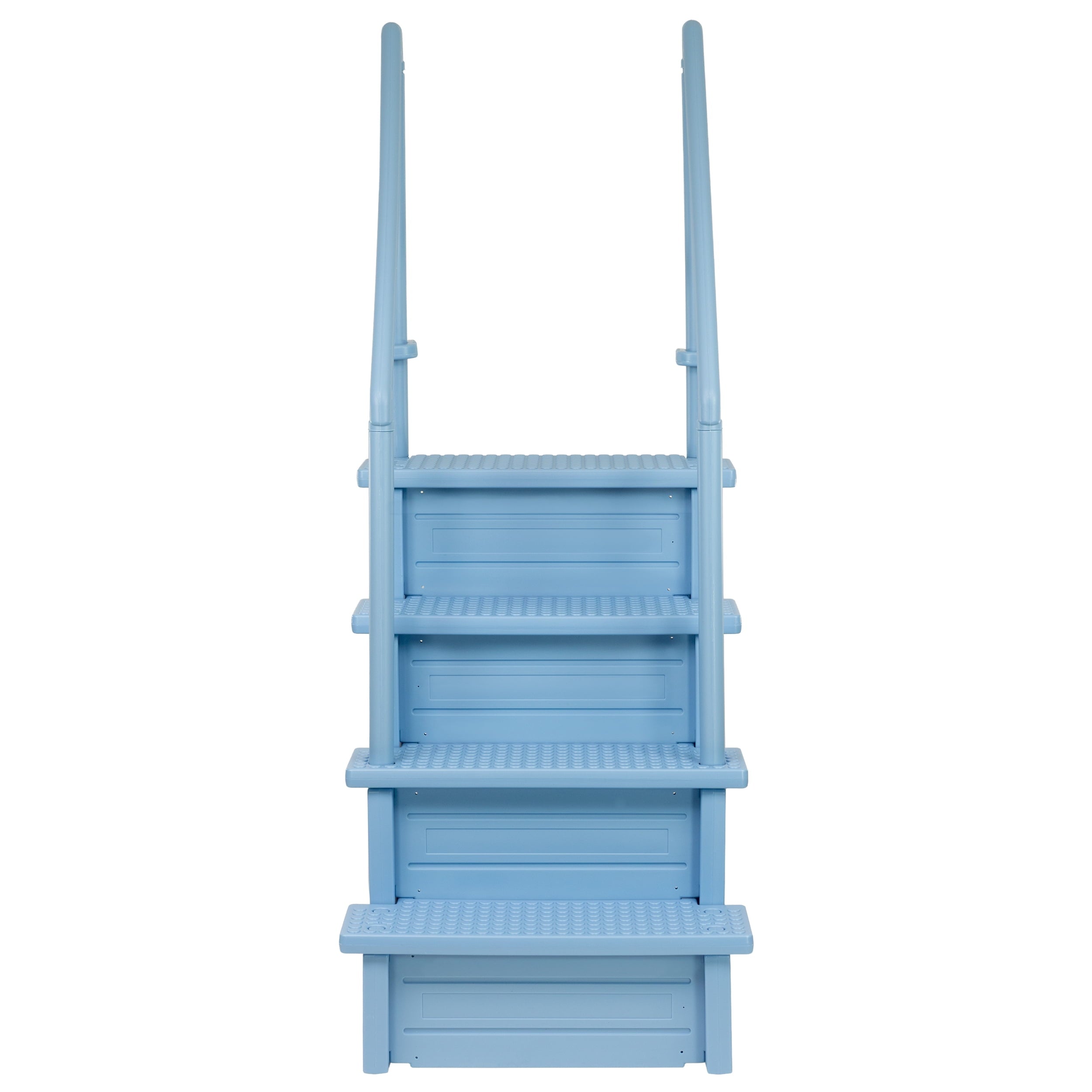 Aqua Select White Anti-Slip Pool Steps with White Steps and White Outside Flip-up Safety Ladder, 48-54H