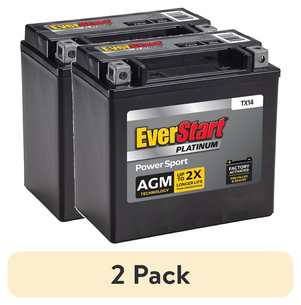 EverStart Platinum AGM Power Sport Battery, Group Size TX14 12 Volt, 200 CCA