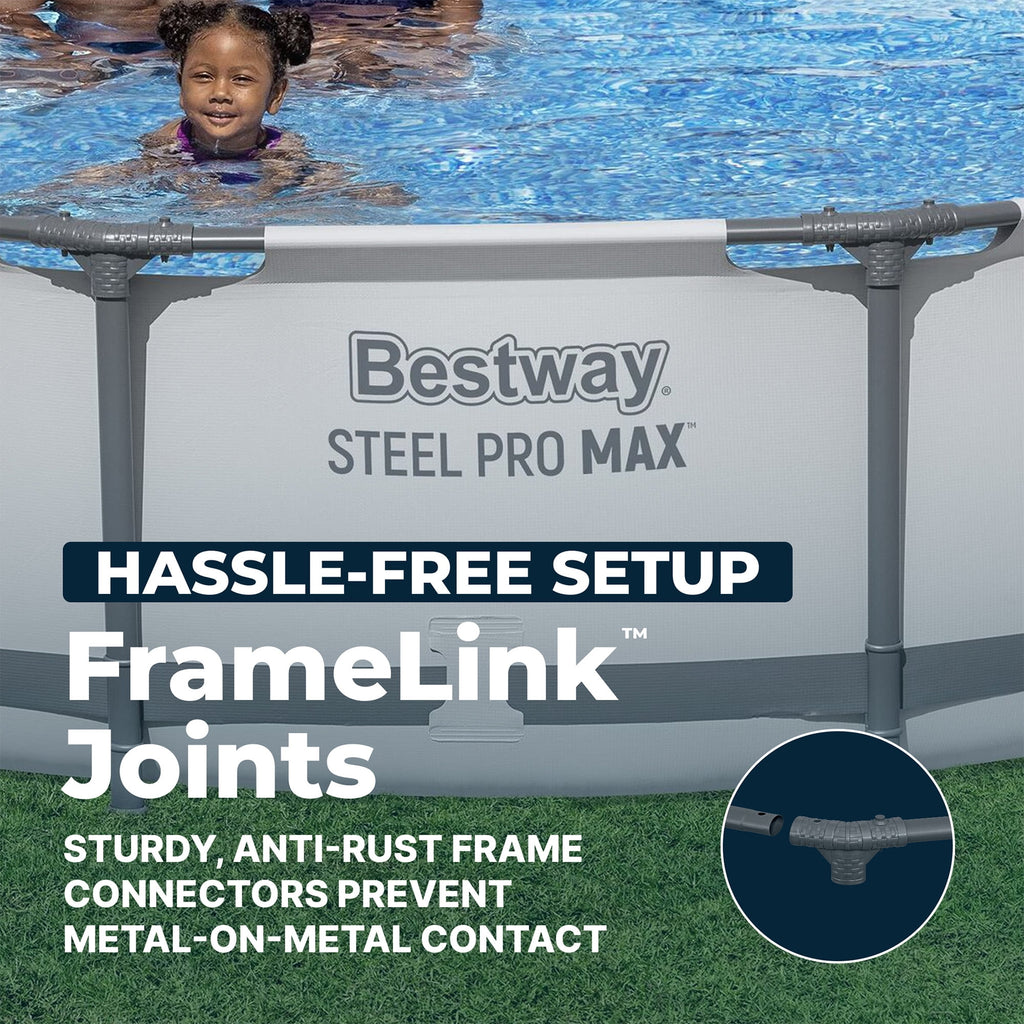 Open Box Bestway Steel Pro MAX 12' x 30 Above Ground Swimming Pool Set, Gray