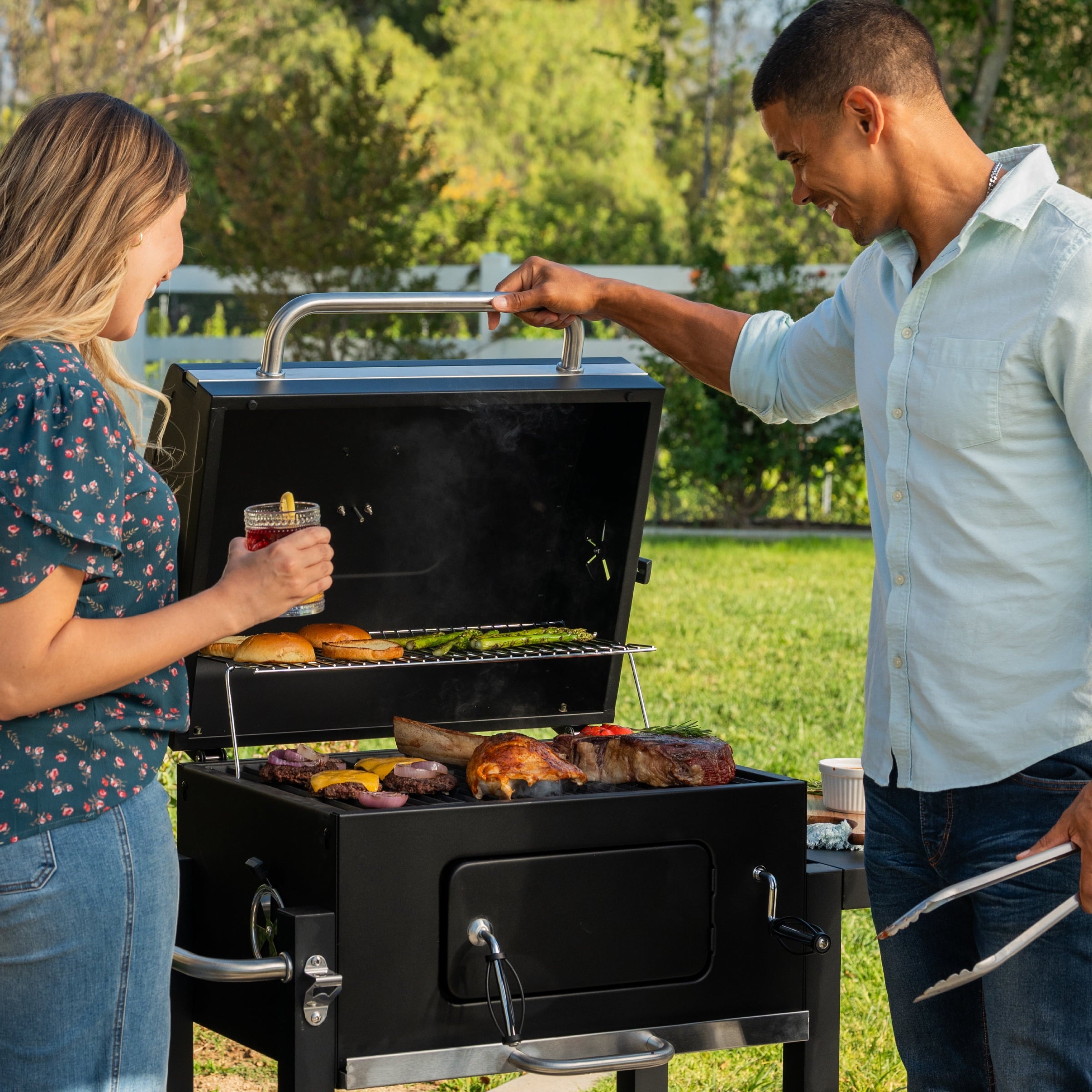 Expert Grill Charcoal Grill, 24 Inch Heavy Duty Charcoal Grill with Wheels, Black