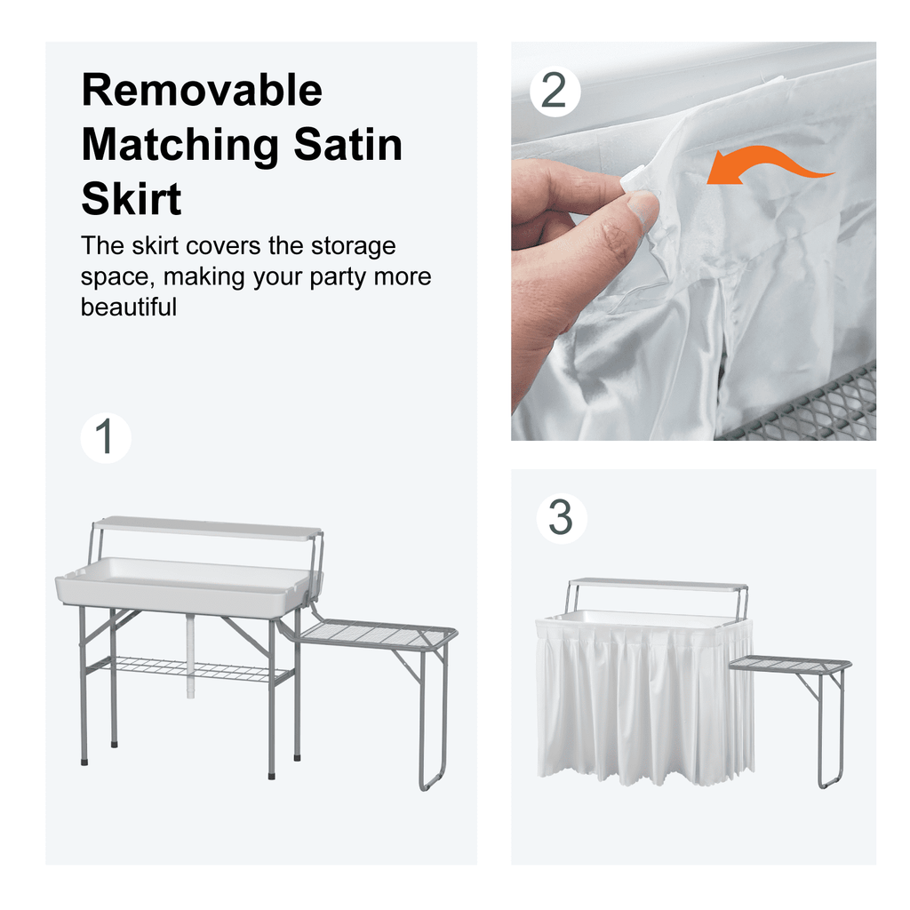 EVOKEDEN 42.5 Fish Cleaning Table w/ Sink, Folding Camping Table & Fish Cleaning Station w/ Measure Mark