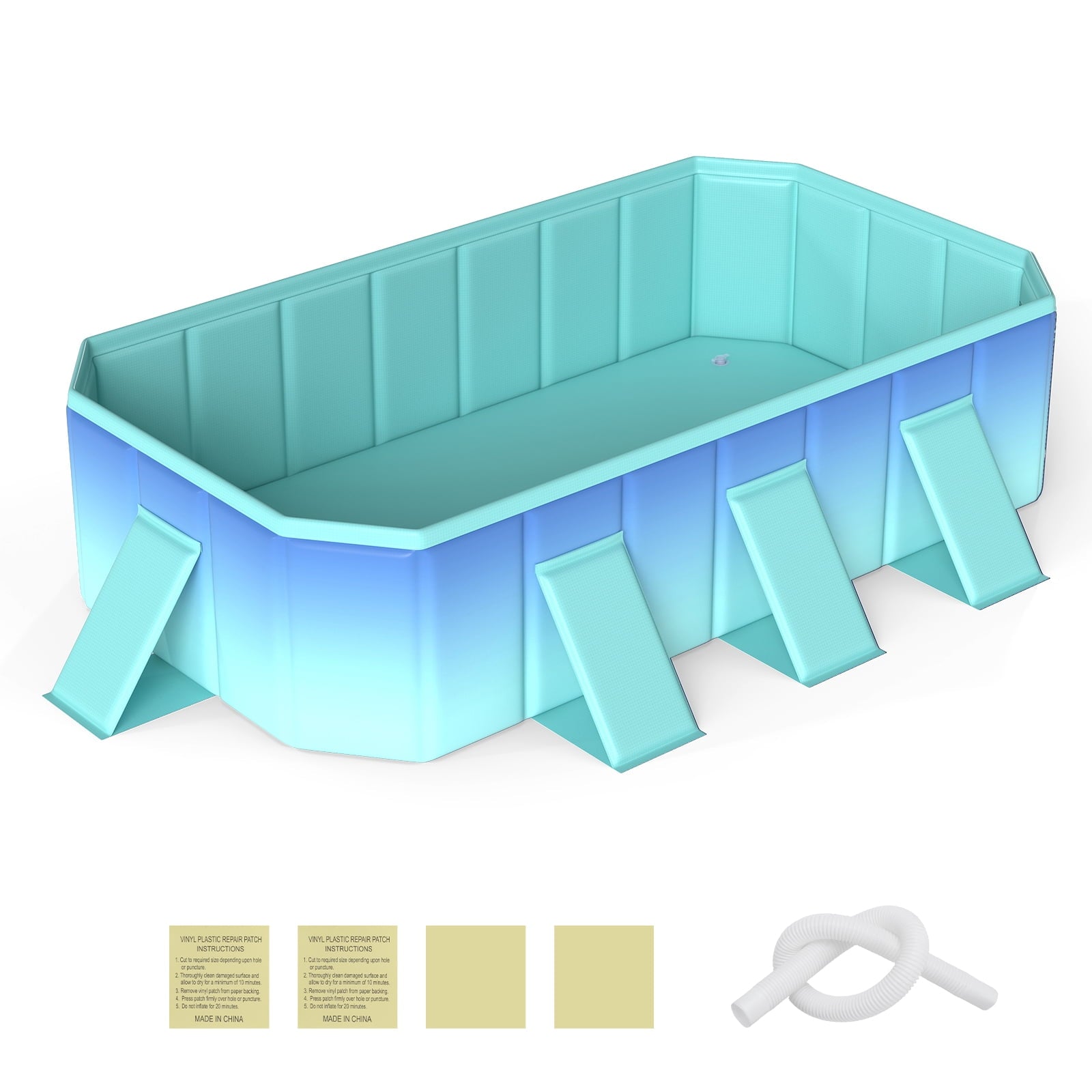 Costway Non-Inflatable Folding Kiddie Outdoor Swimming Pool,Portable Around Ground Pool Gradient + Green