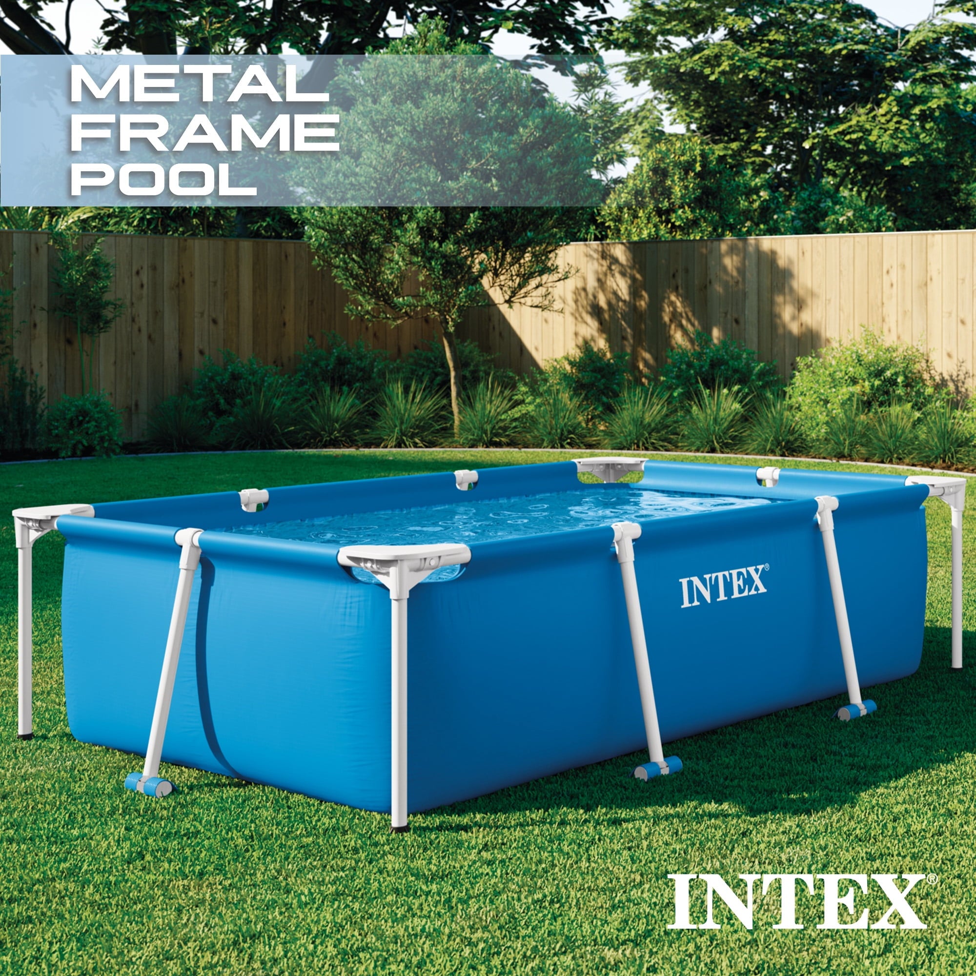 Intex 14.75' x 33 Rectangular Frame Above Ground Outdoor Swimming Pool