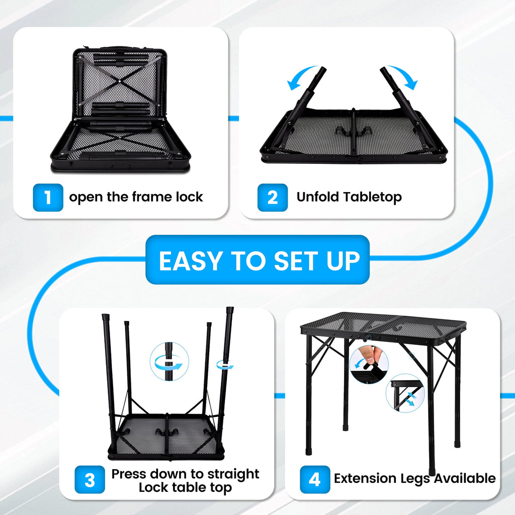 OHHANI Folding Grill Table, 3 ft Portable Outdoor Bbq Picnic Table, Easy Storage for Camping, Black