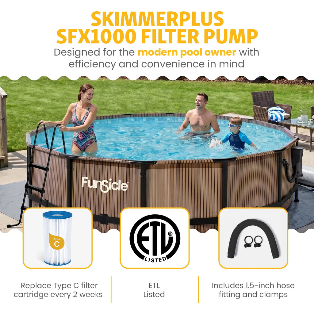 Funsicle 14' x 42 Oasis Above Ground Pool Set with Pump, Round Frame - Cool Gray