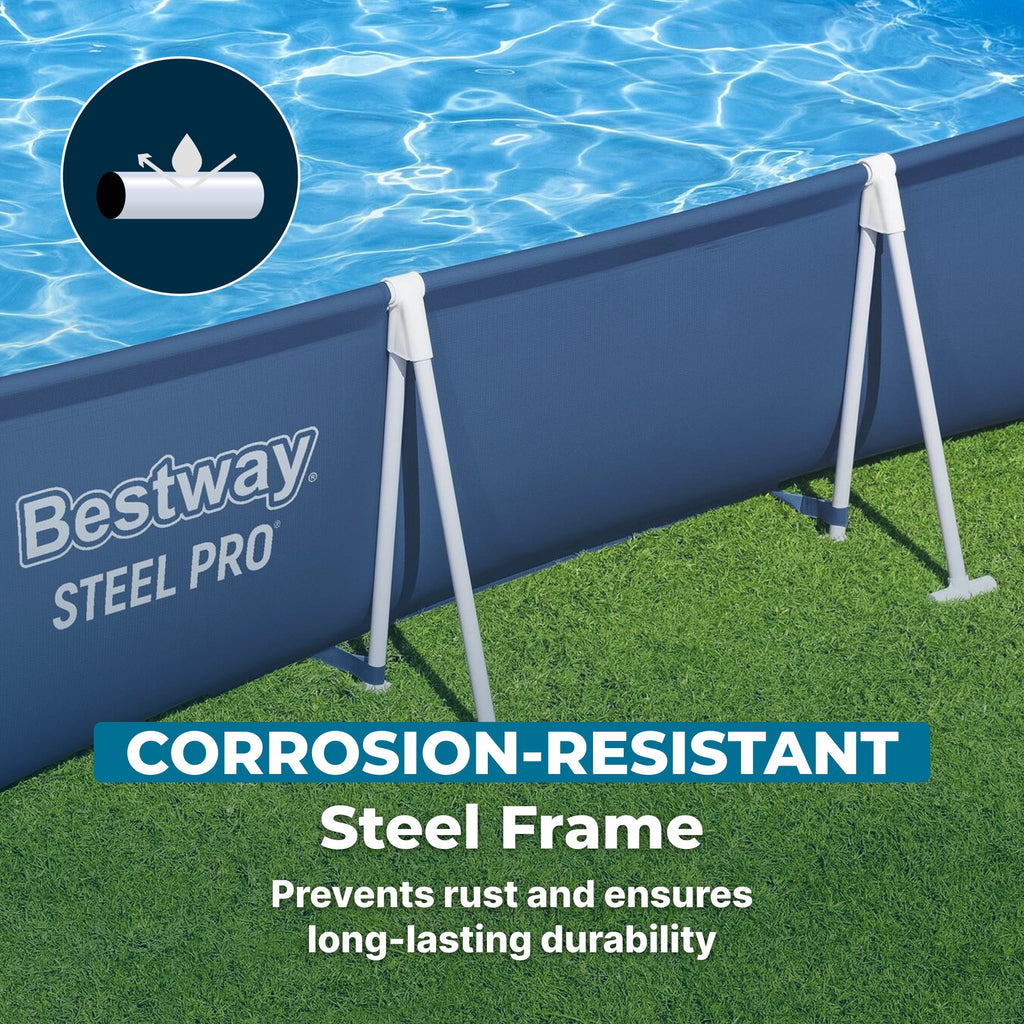 Bestway Steel Pro Rectangle Above Ground Pool Set, 12' x 6'7 x 26