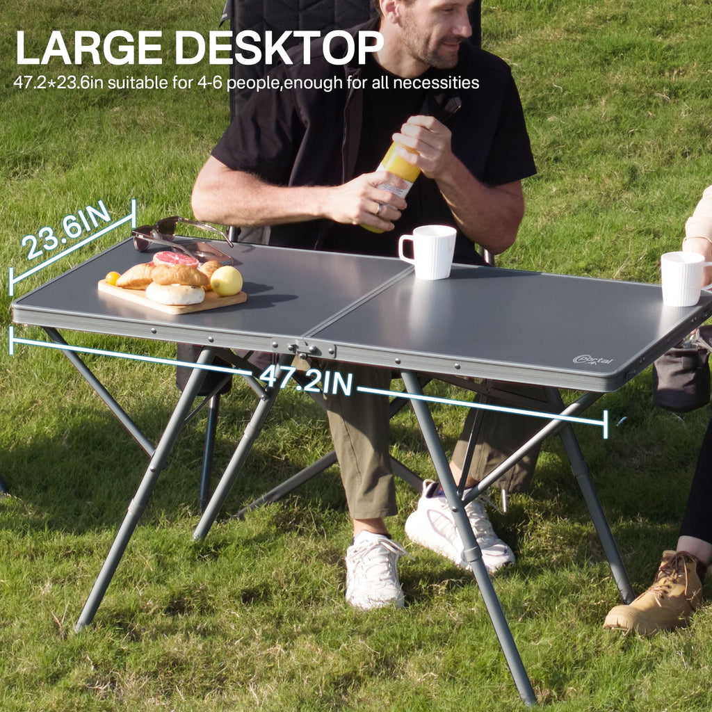 PORTAL Lightweight Folding Camping Table, Aluminum Roll Up Folding Square Table with Carry Bag for Picnic, Backyards, BBQ