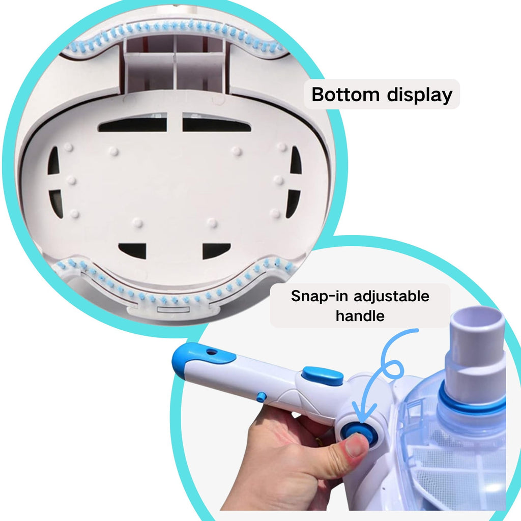 Cleaning Supplies 1 — Swimming Pool Vacuum Brush Head Manual Handheld Cleaning Tool for Pool White Vacuum Accessories for Filtration and Debris Removal, 27x20 cm, White