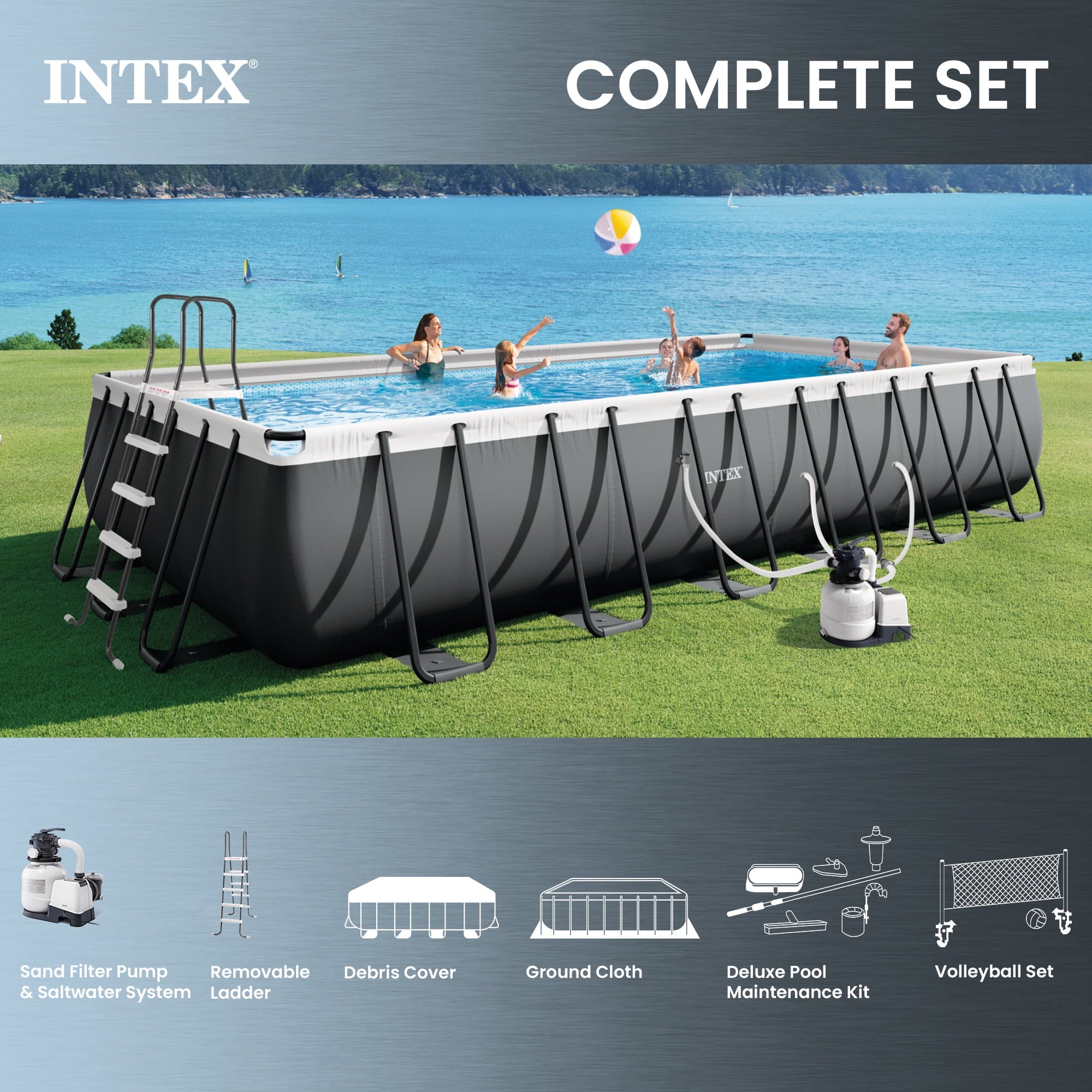 INTEX 24ft x 12ft x 52in Ultra XTR Above Ground Pool & OptiFlow 50lb Pool Filter Sand