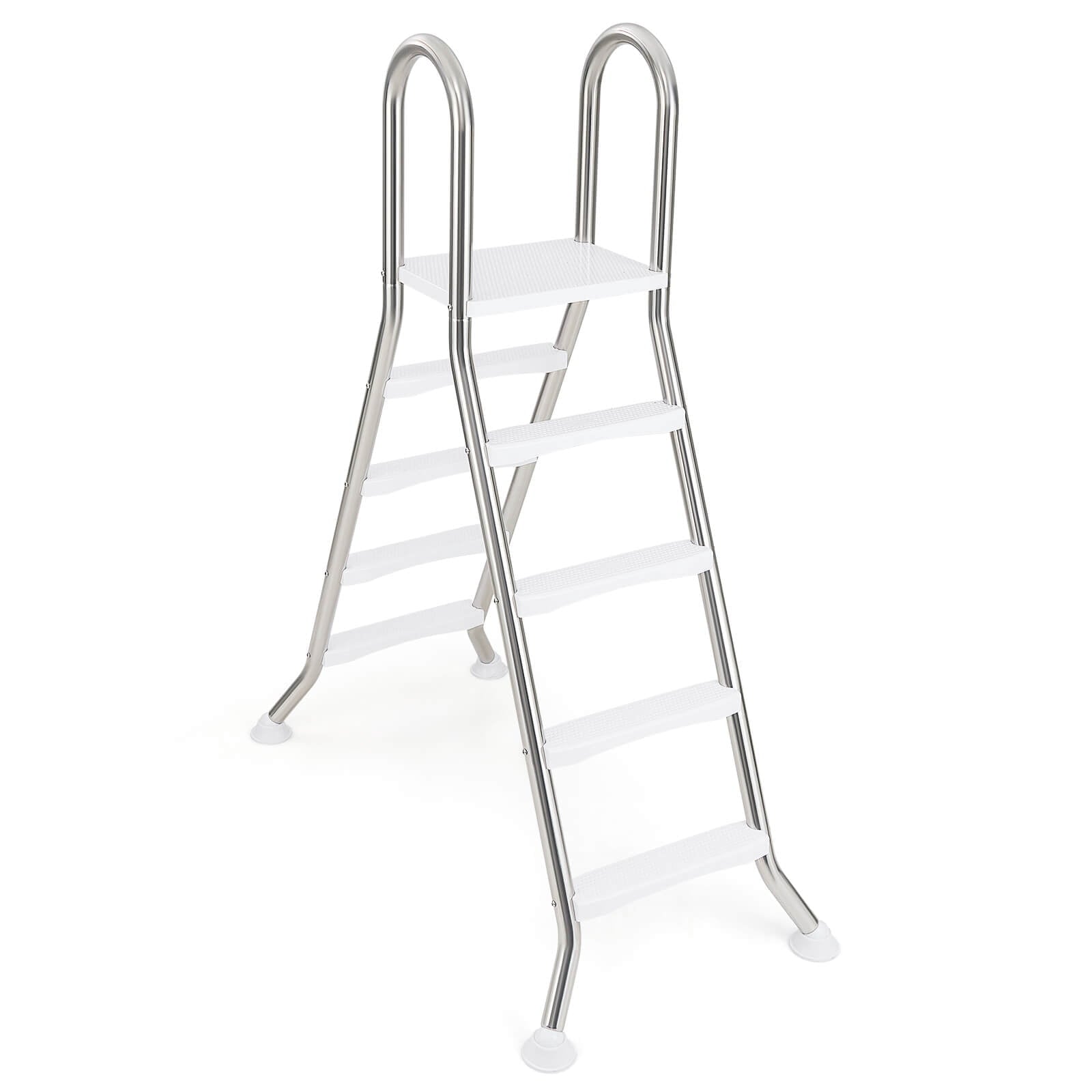 Costway 75.6 Above Ground Pool Ladder with Top Platform Non-slip Steps & Rounded Handrails