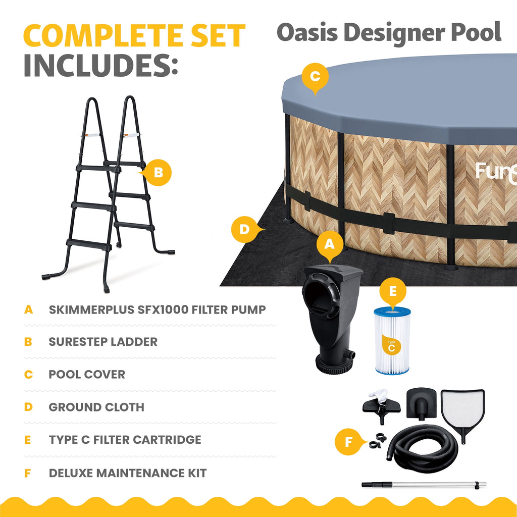 Funsicle 14' x 42 Oasis Above Ground Pool Set with Pump, Round Frame - Cool Gray