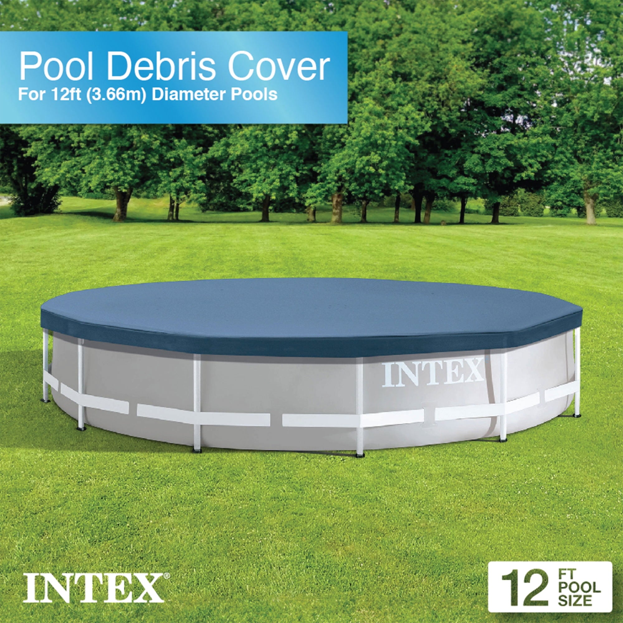 Intex 12 Ft x 30 Inches Metal Frame Set Above Ground Swimming Pool with Filter & Cover