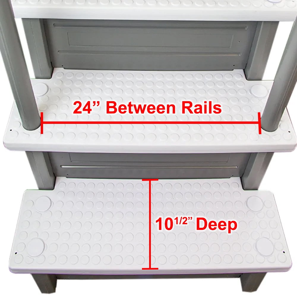 Aqua Select White Outside Flip-up Safety Ladder for Above Ground Pools 48-54H