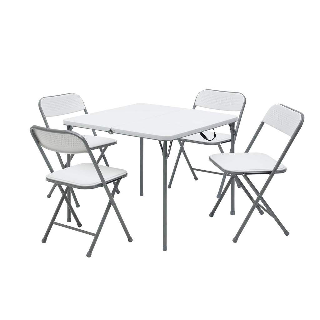 Mainstays 5-Piece 34 Square Centerfold Folding Card Table and 4 Folding Chairs Set, White
