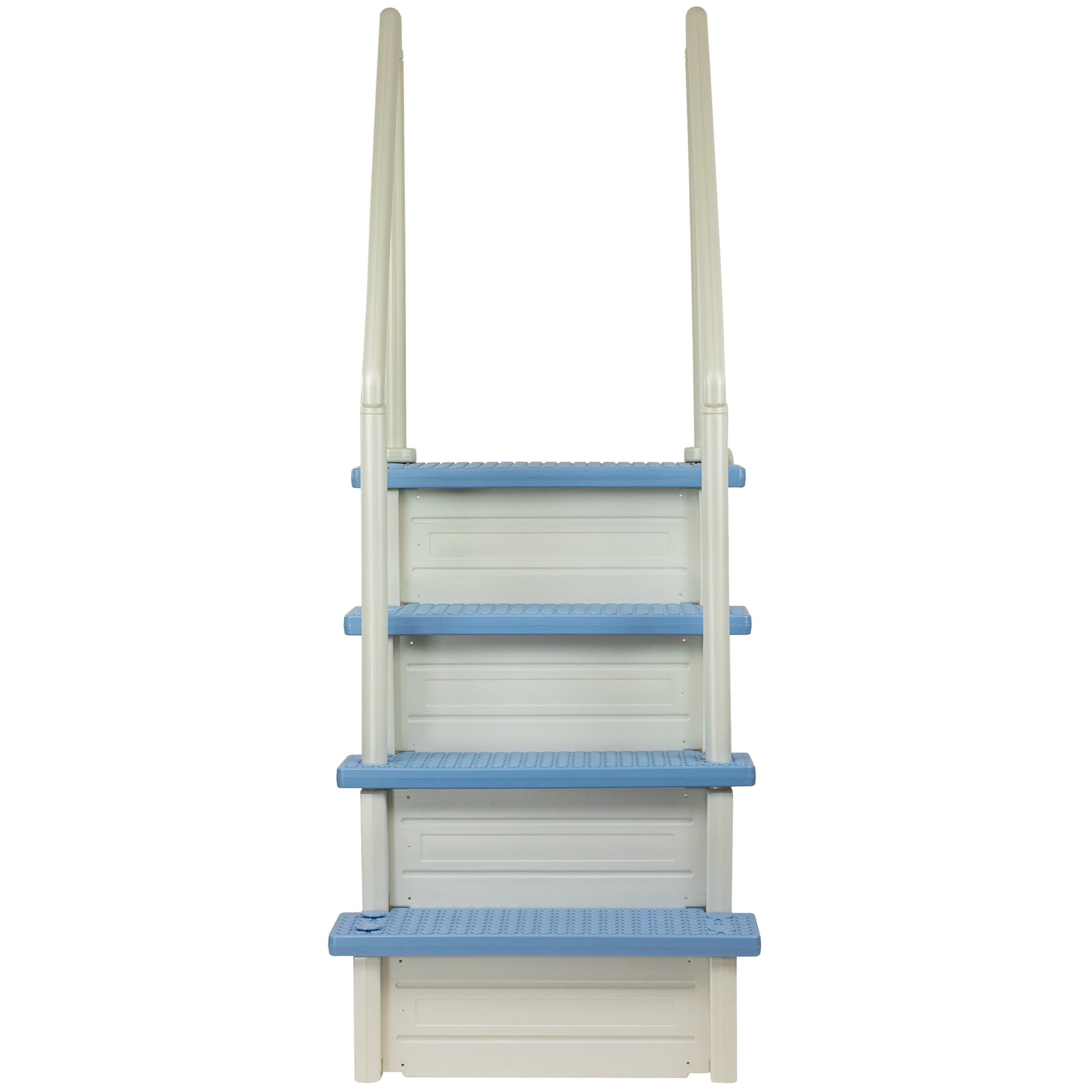 Aqua Select White Anti-Slip Pool Steps with White Steps and White Outside Flip-up Safety Ladder, 48-54H