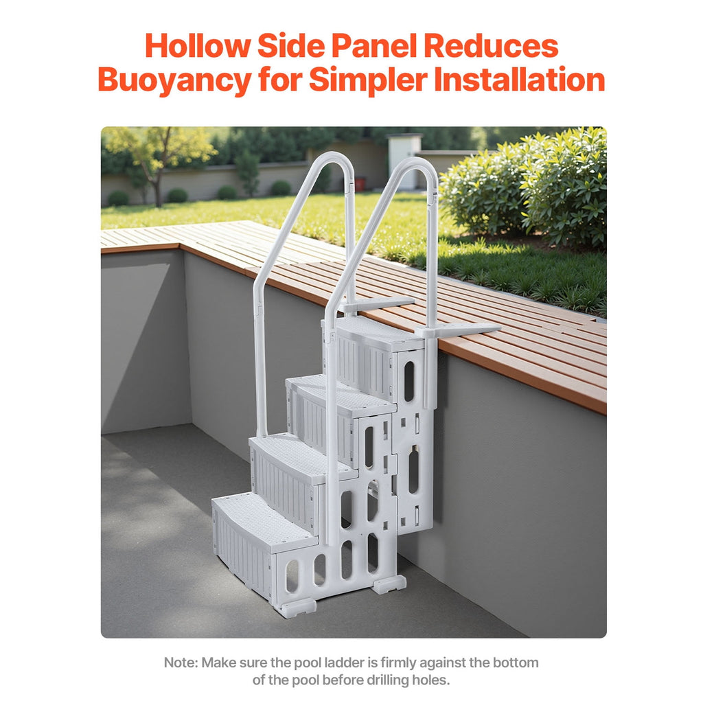 KFFKFF 4-Step Above Ground Pool Ladder, Anti-Slip Pool Steps with Dual Handrails, Supports 400 lbs, Fits 48-54 Inground & Above-Ground Pools, Creamy White