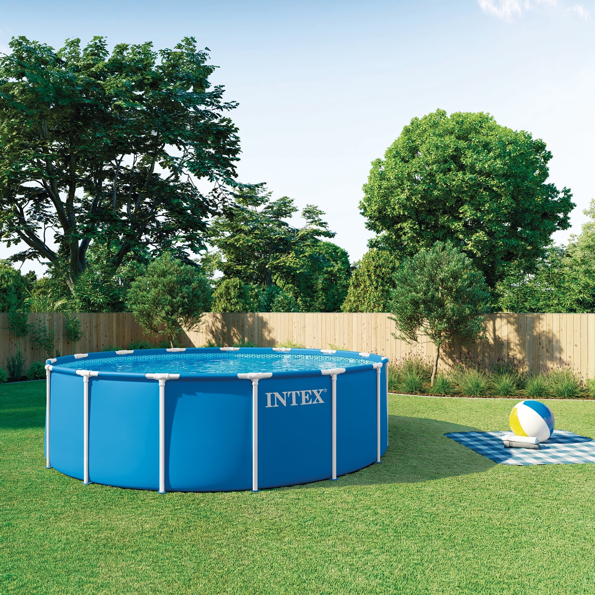 INTEX Metal Frame 10ft x 30in Above Ground Swimming Pool Set w/ Filter Pump
