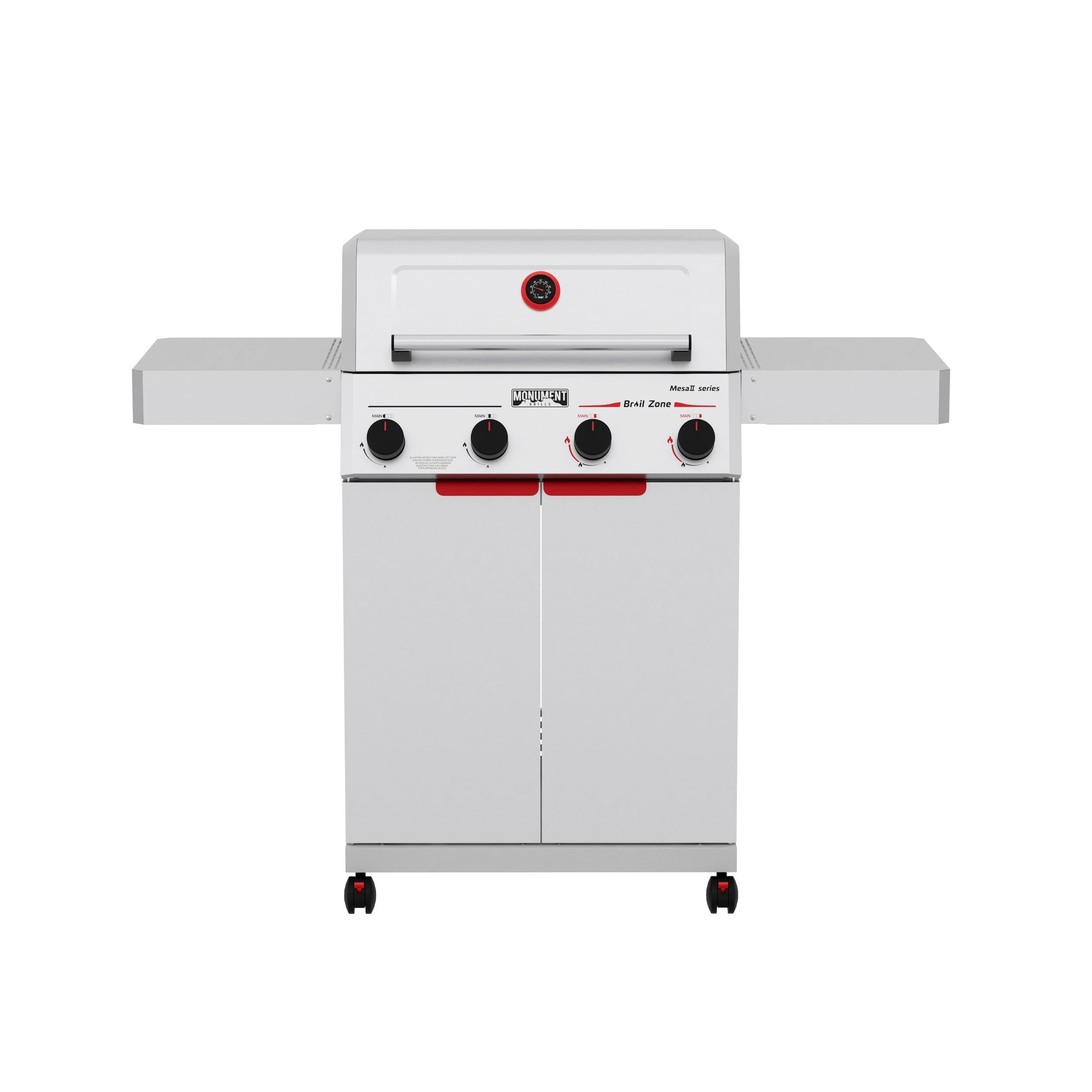 Monument Grills 4 Burner Propane Gas Grill ,Stainless Steel Outdoor Patio Barbecue Grill with Folding Shelves and Flip Rack, Mesa II 410BZ