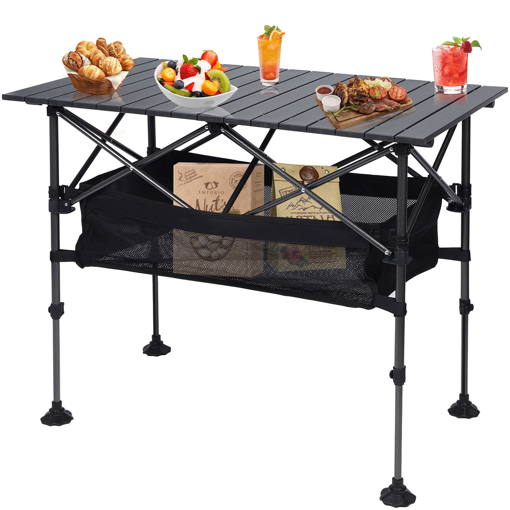 Beloadence Camping Table, Small Folding Table, Height Adjustable, for Camp, Cooking, BBQ, RV, Picnic