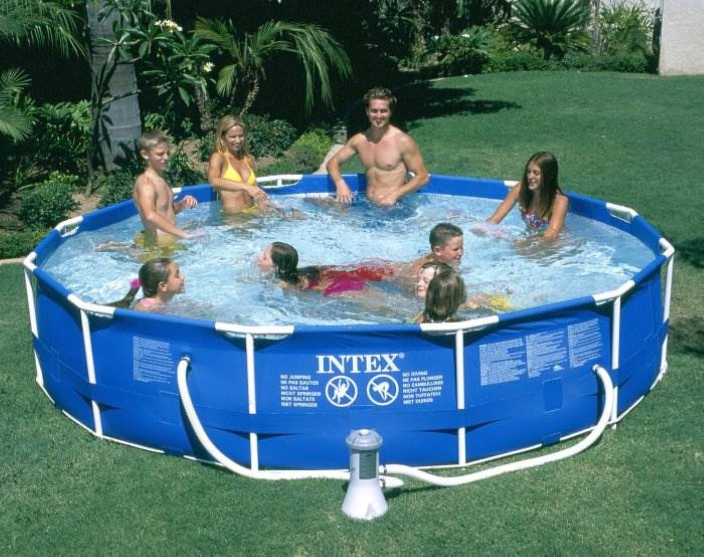 Intex 12 Ft x 30 Inches Metal Frame Set Above Ground Swimming Pool with Filter & Cover