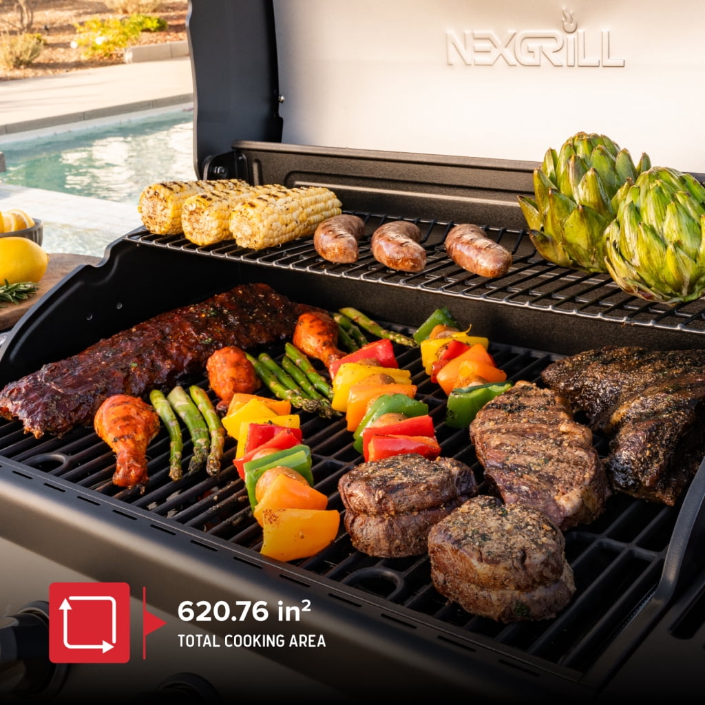 Nexgrill 4-Burner Propane Gas Grill with Side Burner, Stainless Steel Frame, 626 SQ In Total Cooking Space, 60,000 BTUs Output, BBQ Grill Perfect for Outdoor Gatherings - 720-0830H