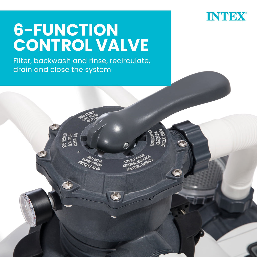 Intex10 inch Krystal Clear Sand Filter Pool Pump, 1500 Gph Motor 1200 GPH System Flow Rate with GFCI, 110-120 V