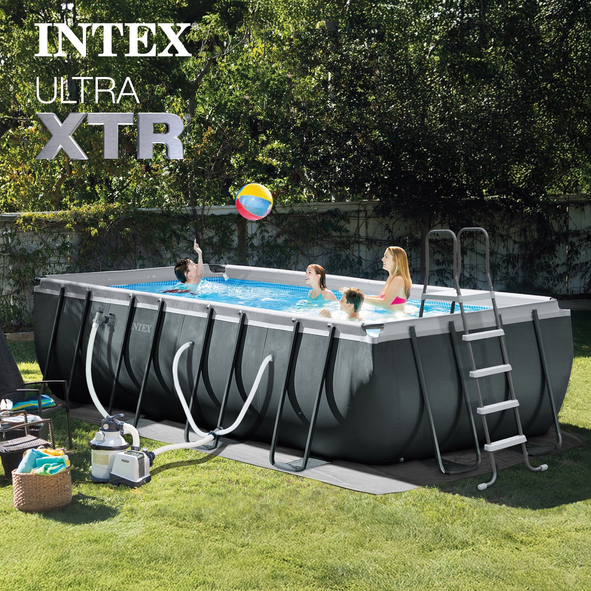 INTEX 18ft x 9ft x 52in Ultra XTR Above Ground Pool, Floats (2 Pack), & Inflatable Cooler