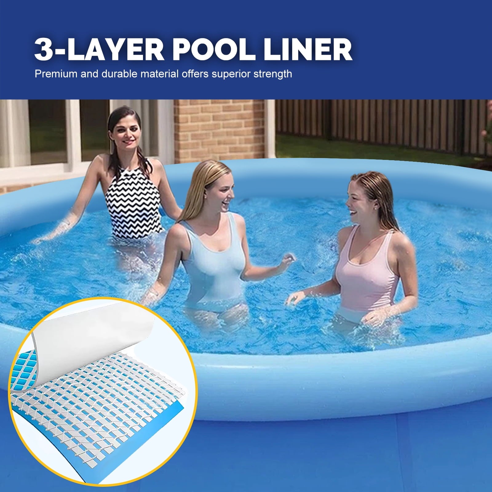 Honeydrill 12 ft x 36 in Above Ground Inflatable Pools, Top Ring Easy-Set Round Pool, Blue