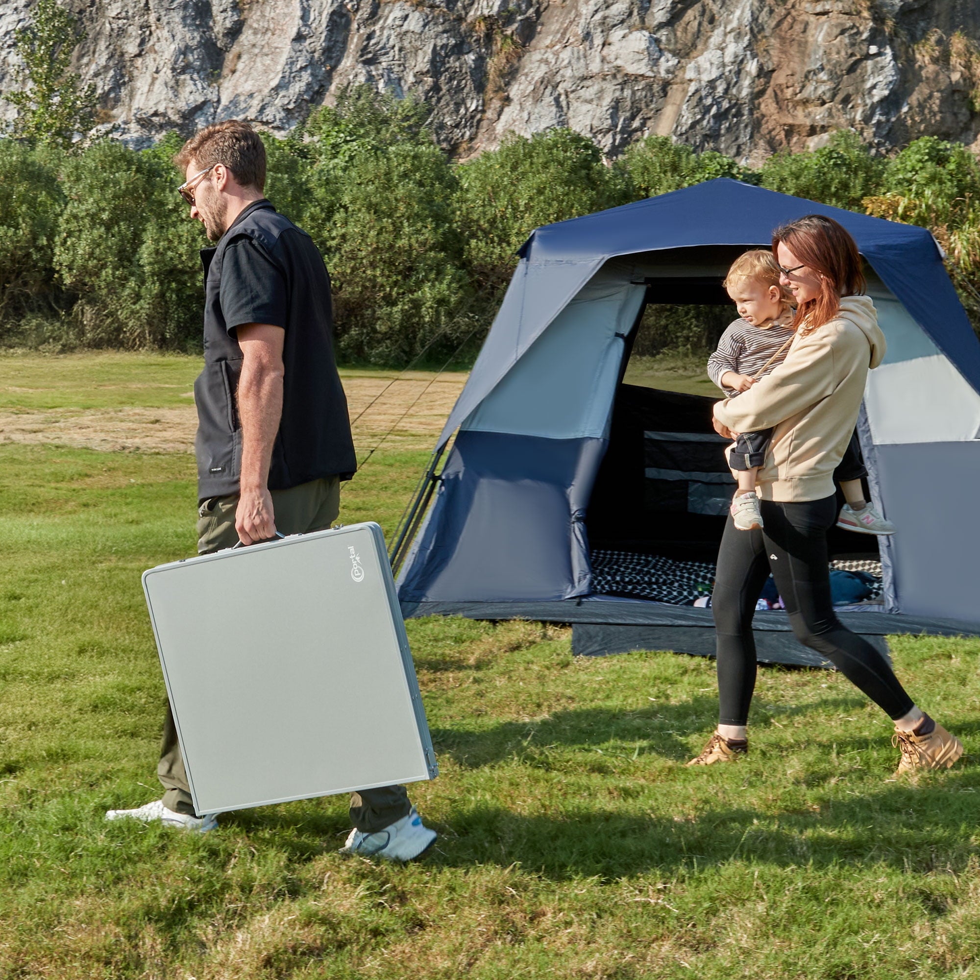 PORTAL Lightweight Folding Camping Table, Aluminum Roll Up Folding Square Table with Carry Bag for Picnic, Backyards, BBQ