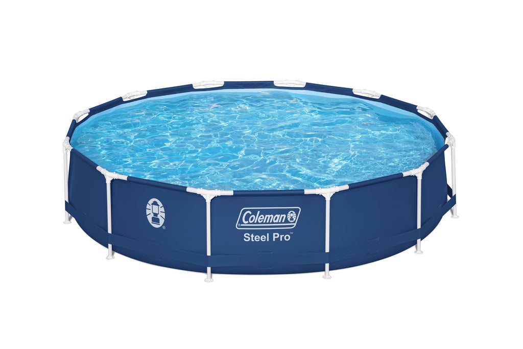 Coleman Steel Pro 12 ft. x 33 in. Round Metal Frame Above Ground Pool Set Including LED Floats