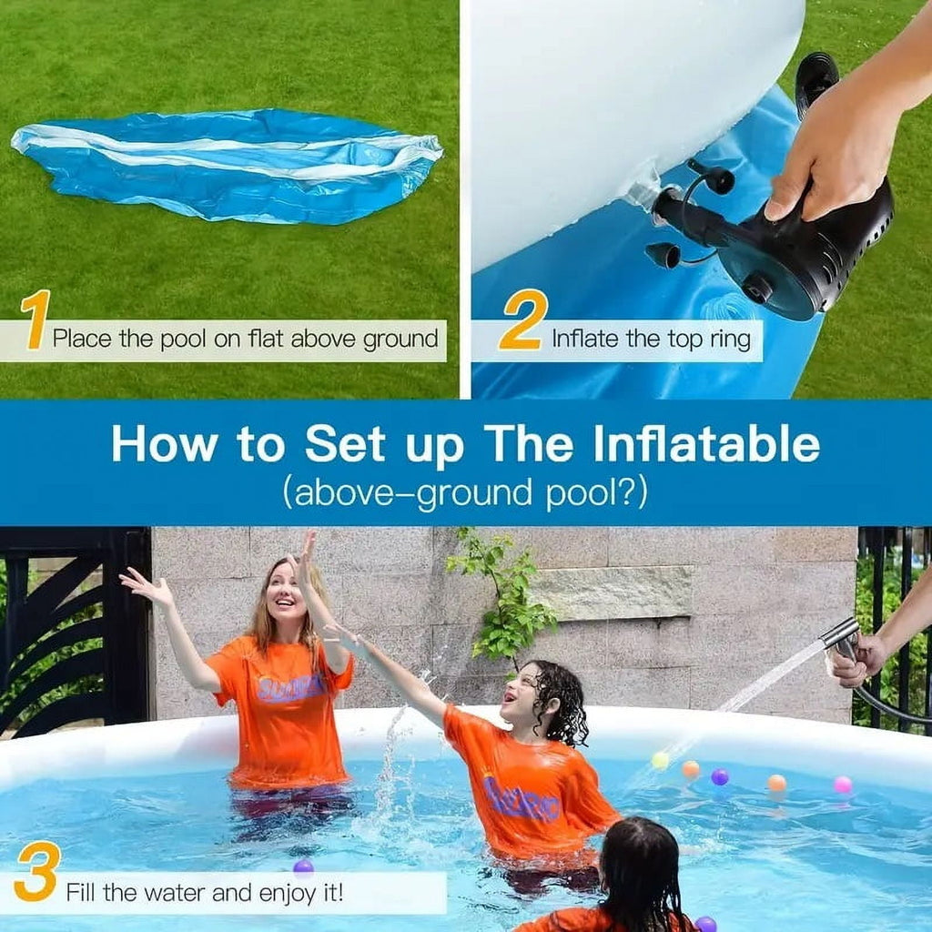 Inflatable Swimming Pool for Kids and Adults, 120 X 30 Large Ring Family Swimming Pool, Blow Up Pool for Outdoor, Garden, Backyard, Above Ground Pool