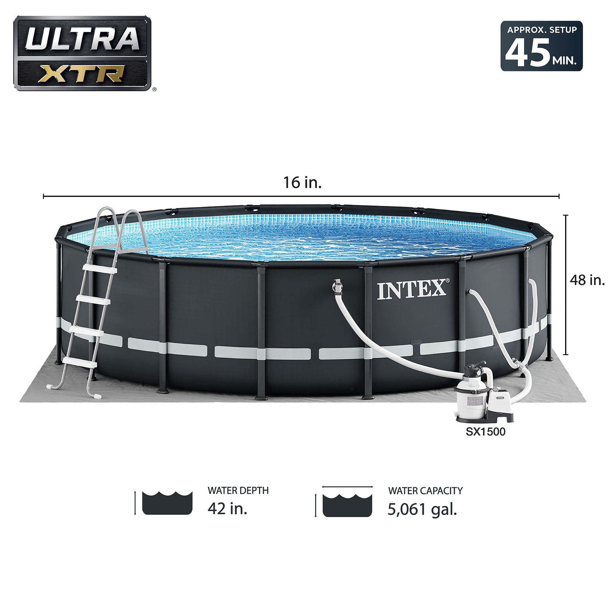 INTEX Ultra XTR 16ft x 48in Above Ground Swimming Pool Set w/ Filter Pump