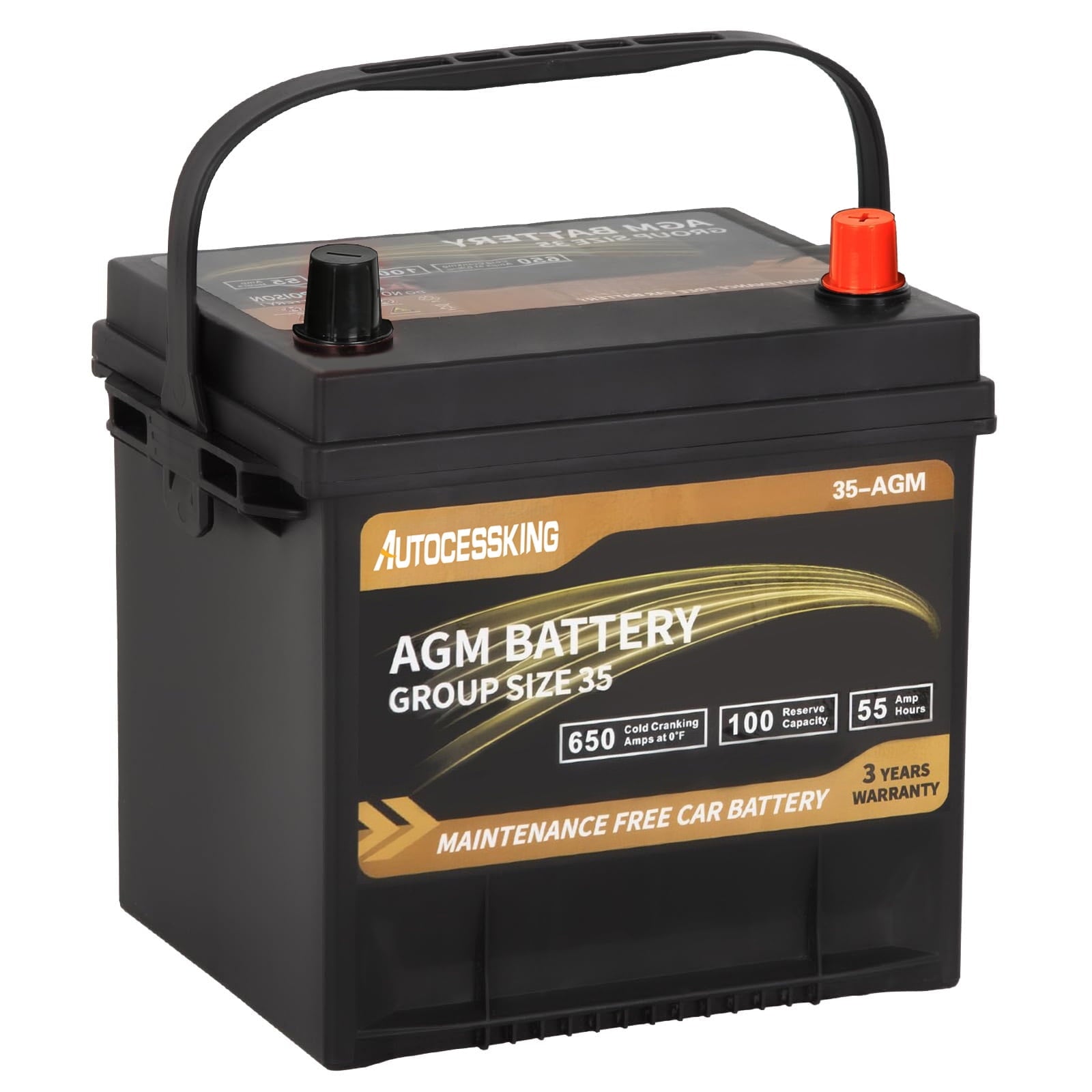 Autocessking Platinum AGM Battery, Group 47 Rechargeable Automotive Batteries for Car, 12V H5 680CCA 60Ah 100RC