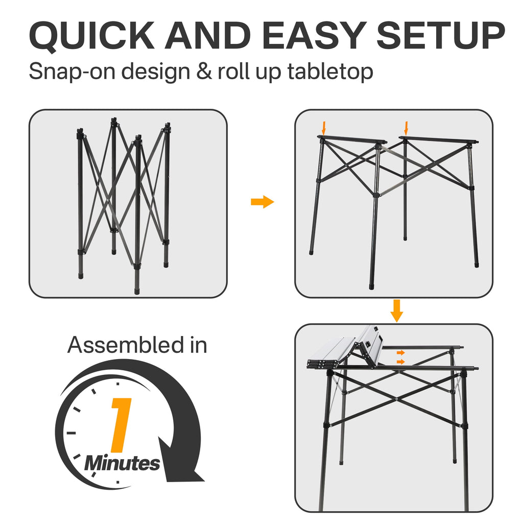 PORTAL Lightweight Folding Camping Table, Aluminum Roll Up Folding Square Table with Carry Bag for Picnic, Backyards, BBQ