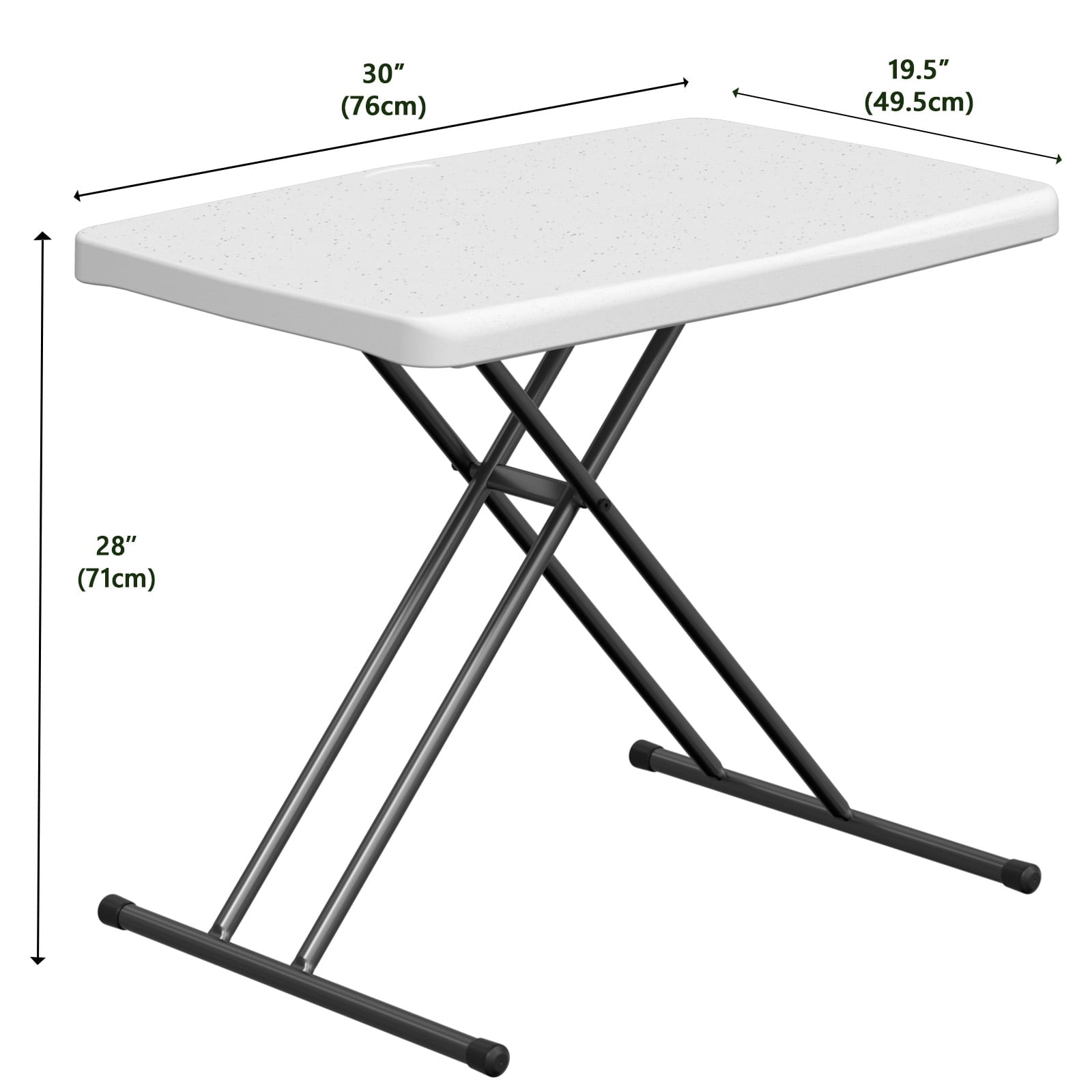 WASUHE 30 Small Folding Table, Height Adjustment Tv Tray Table, Practical Portable Tv Dinner Table for Eating, Sofa, Indoor/Outdoor, White